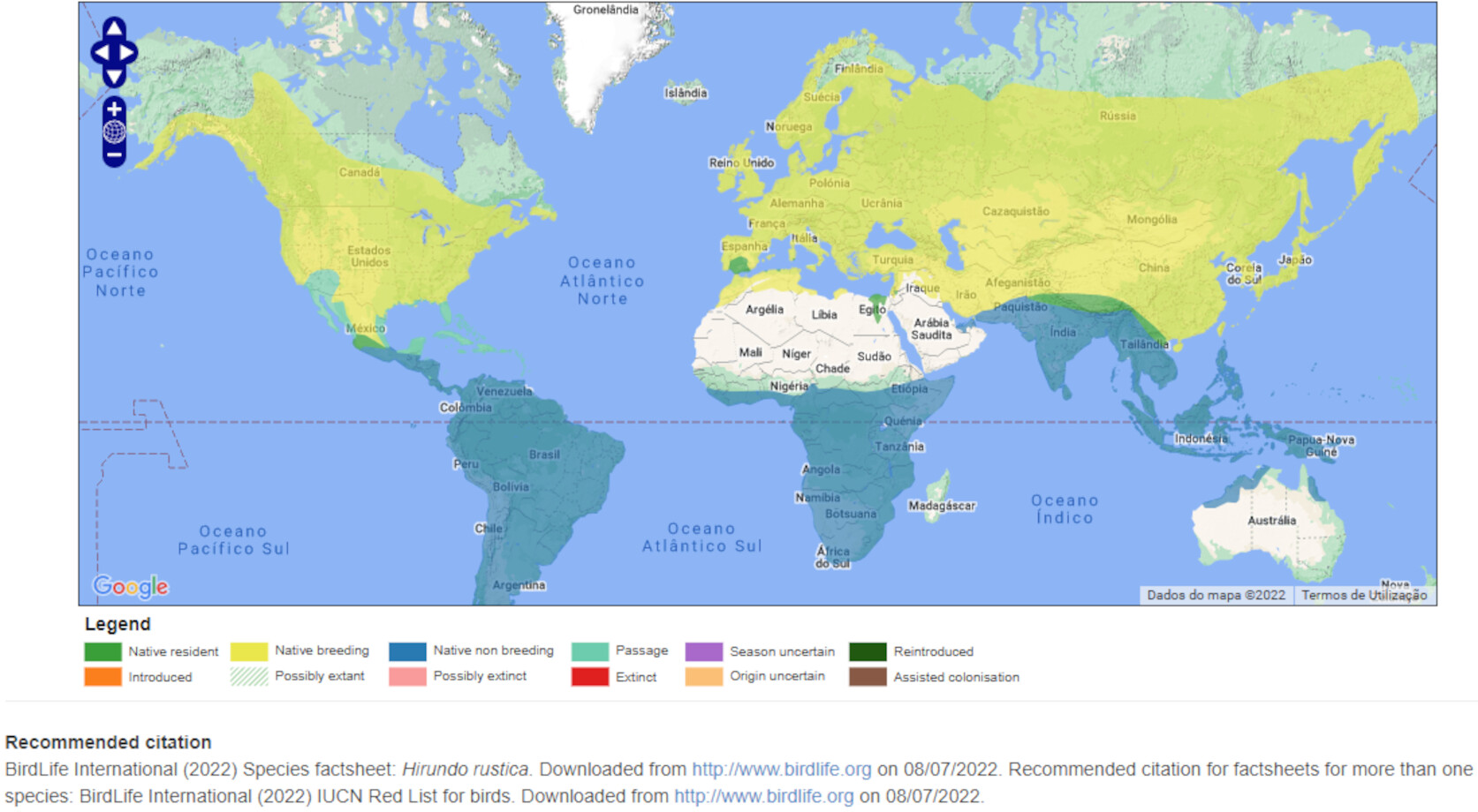 Mapa de Distribuição Mundial