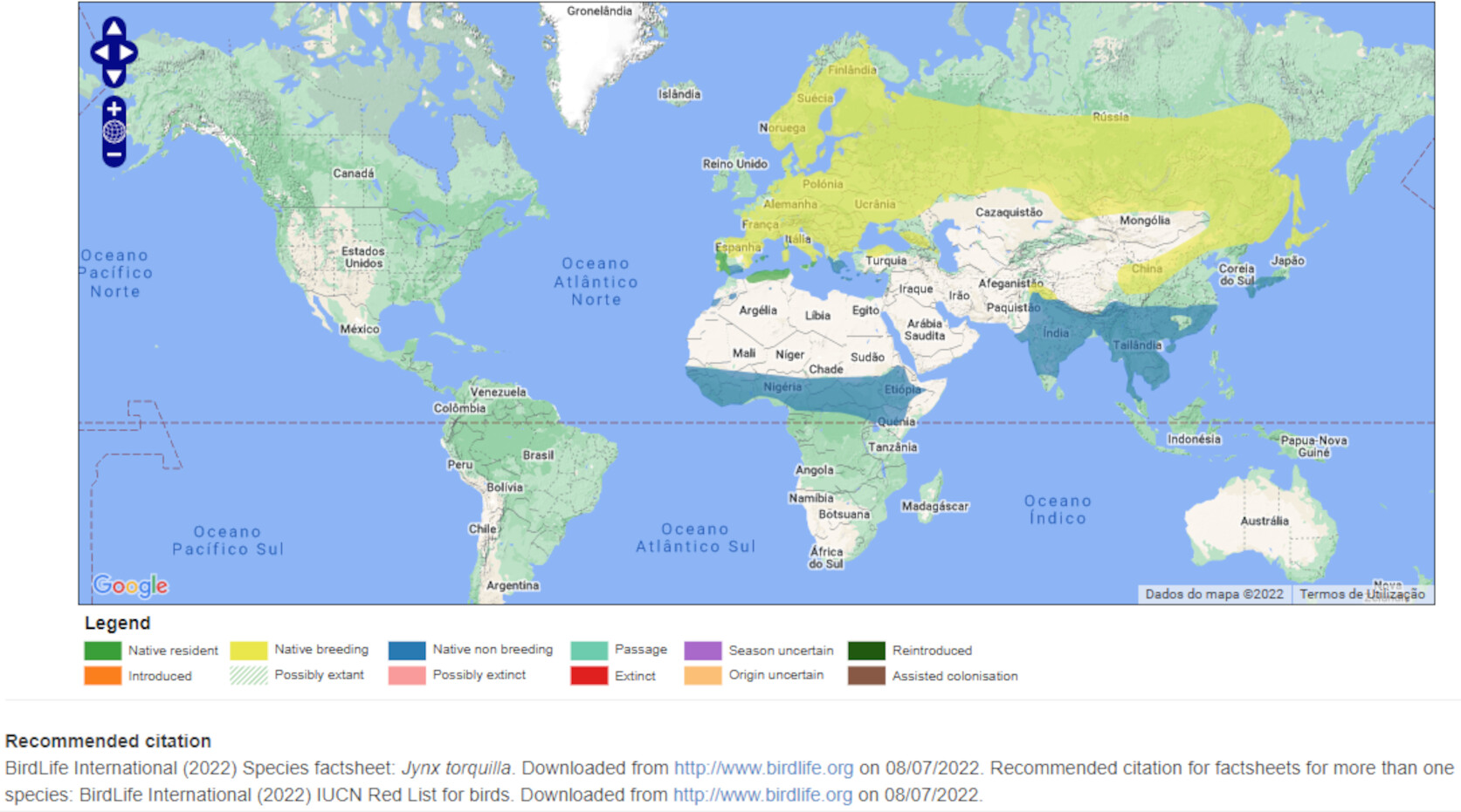 Mapa de Distribuição Mundial