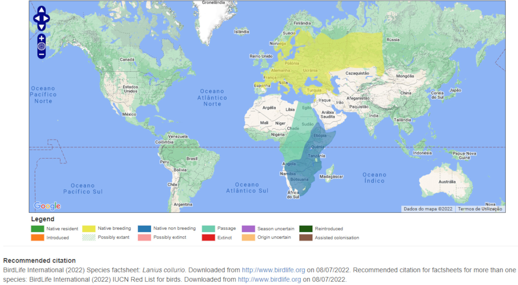 Mapa de Distribuição Mundial