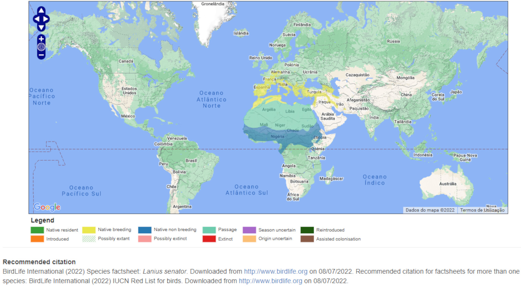 Mapa de Distribuição Mundial