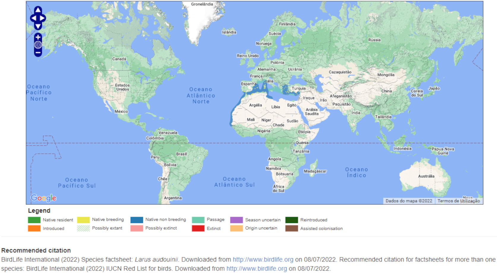 Mapa de Distribuição Mundial