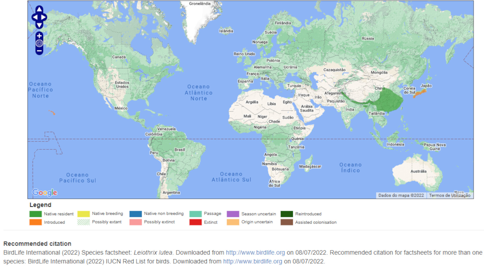 Mapa de Distribuição Mundial