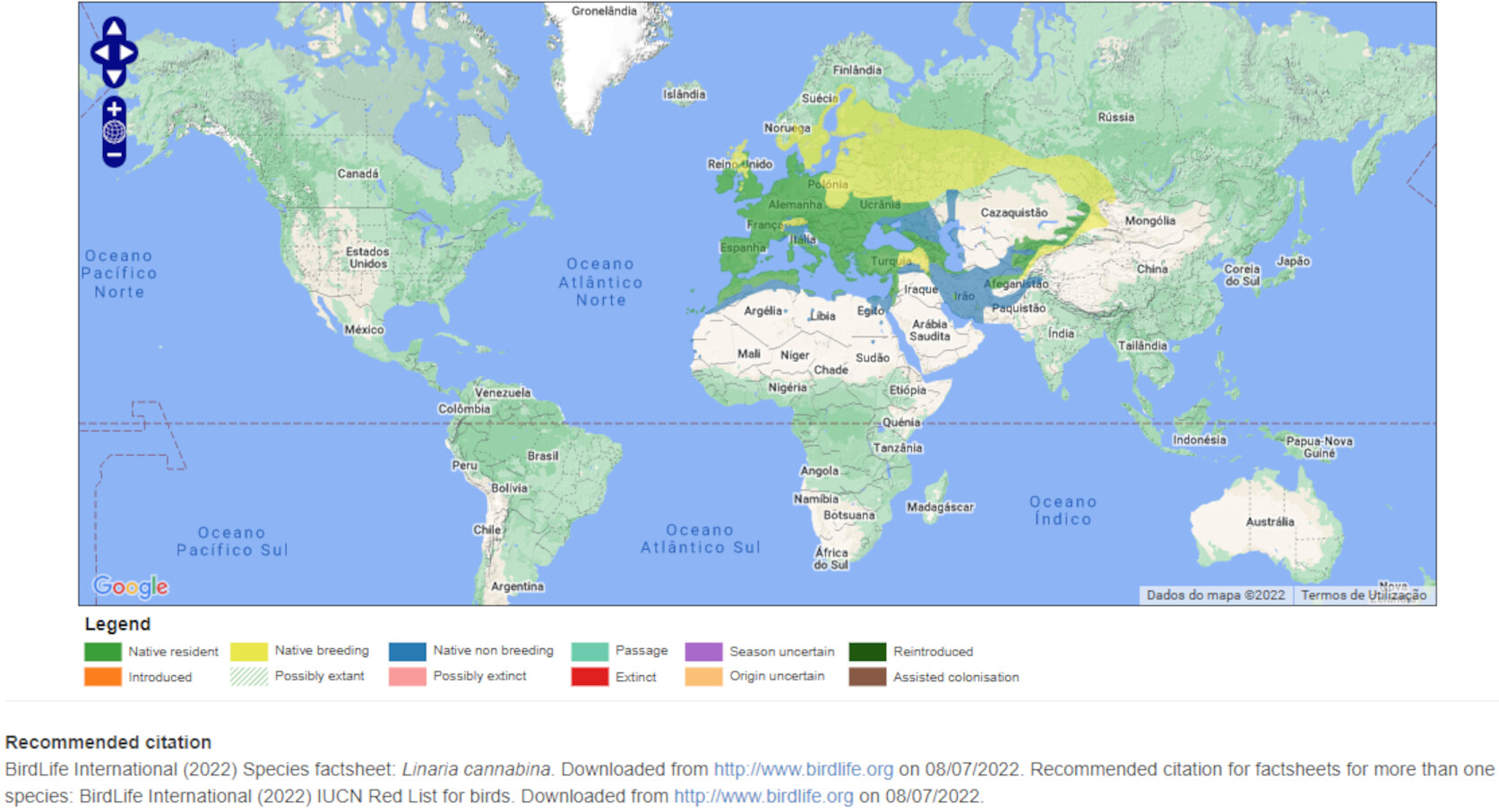 Mapa de Distribuição Mundial