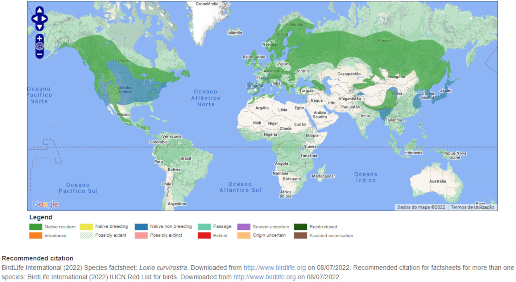 Mapa de Distribuição Mundial