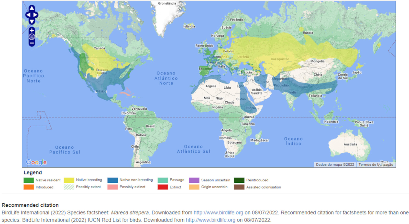 Mapa de Distribuição Mundial