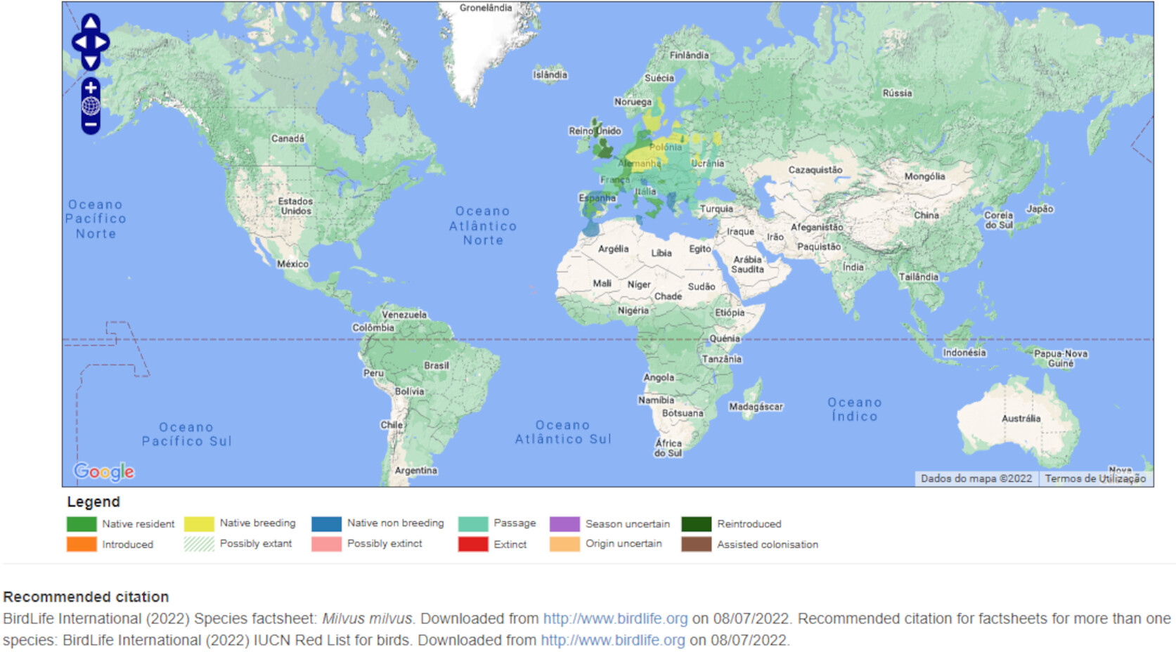Mapa de Distribuição Mundial