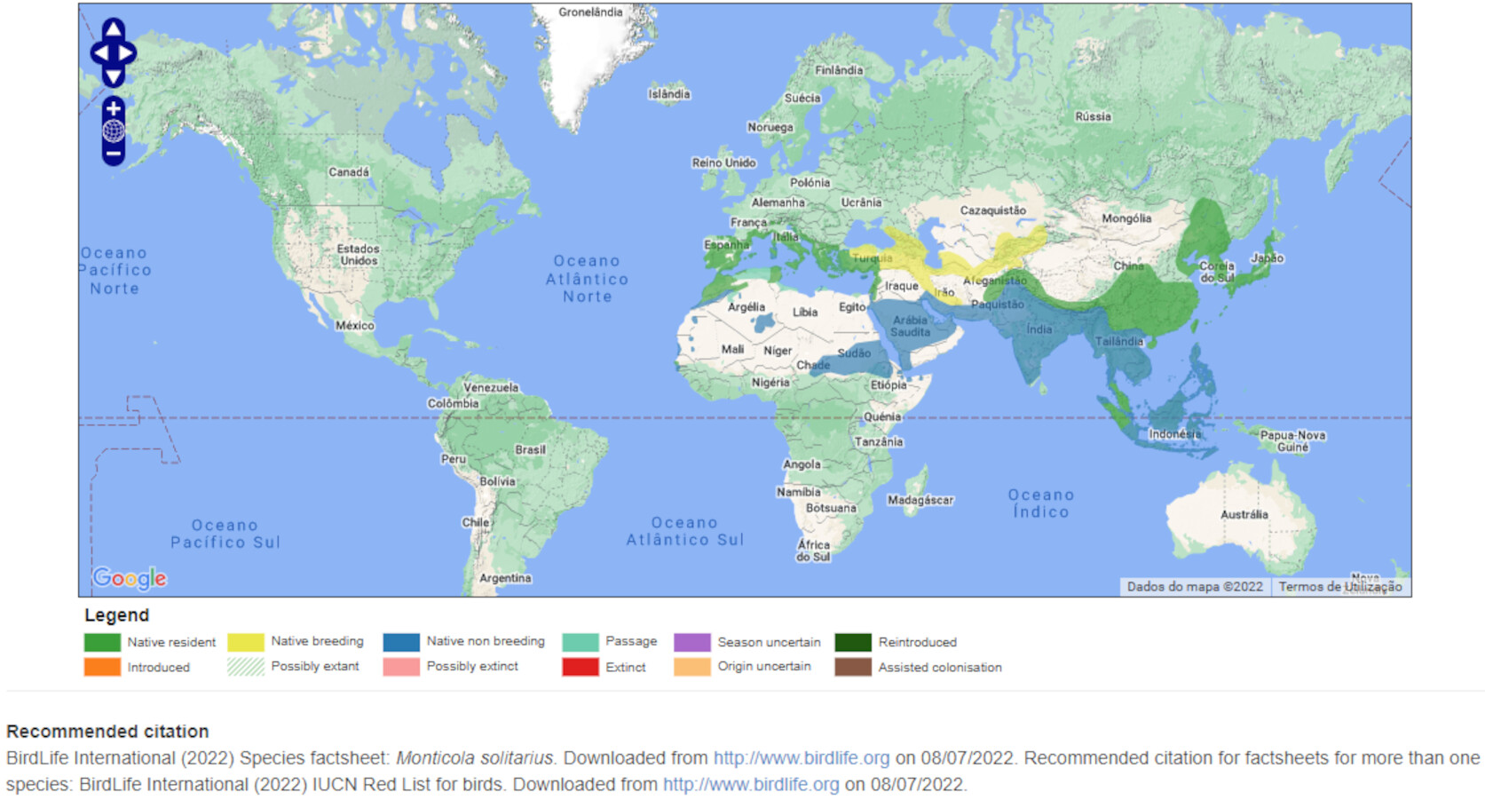Mapa de Distribuição Mundial
