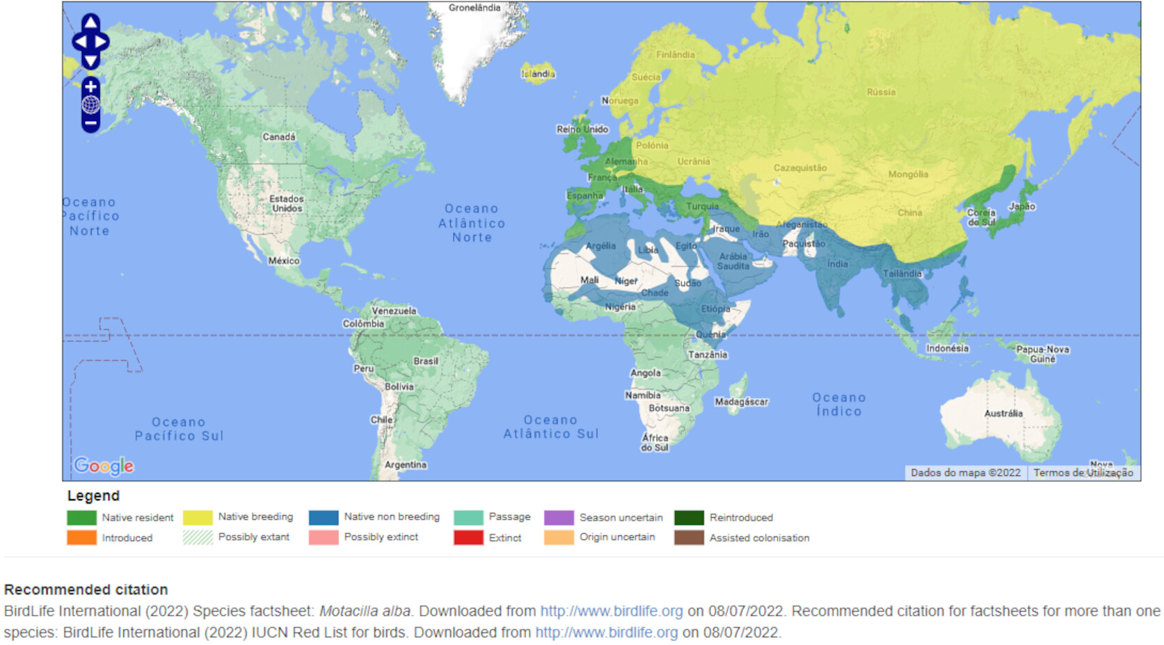 Mapa de Distribuição Mundial