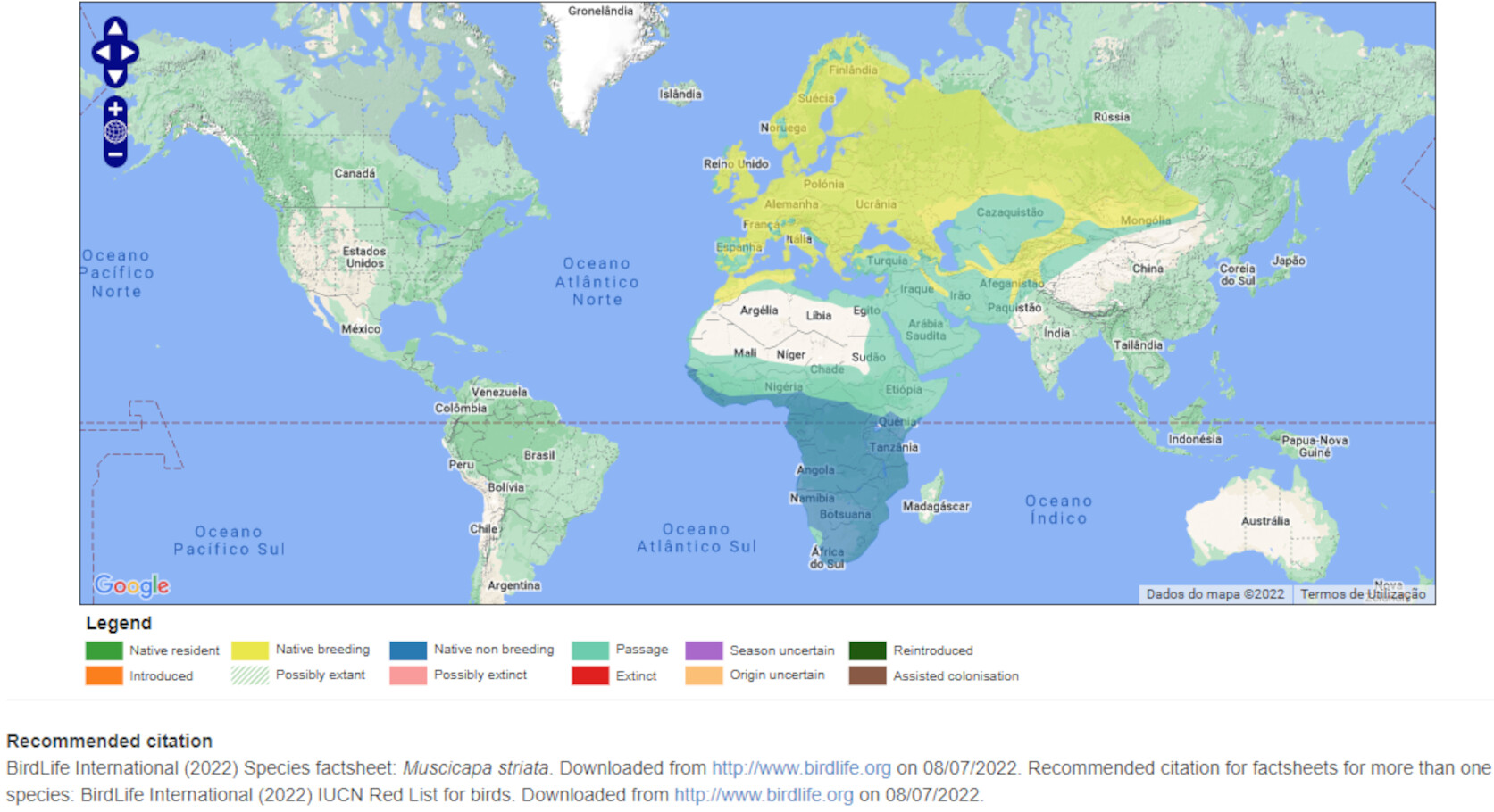 Mapa de Distribuição Mundial