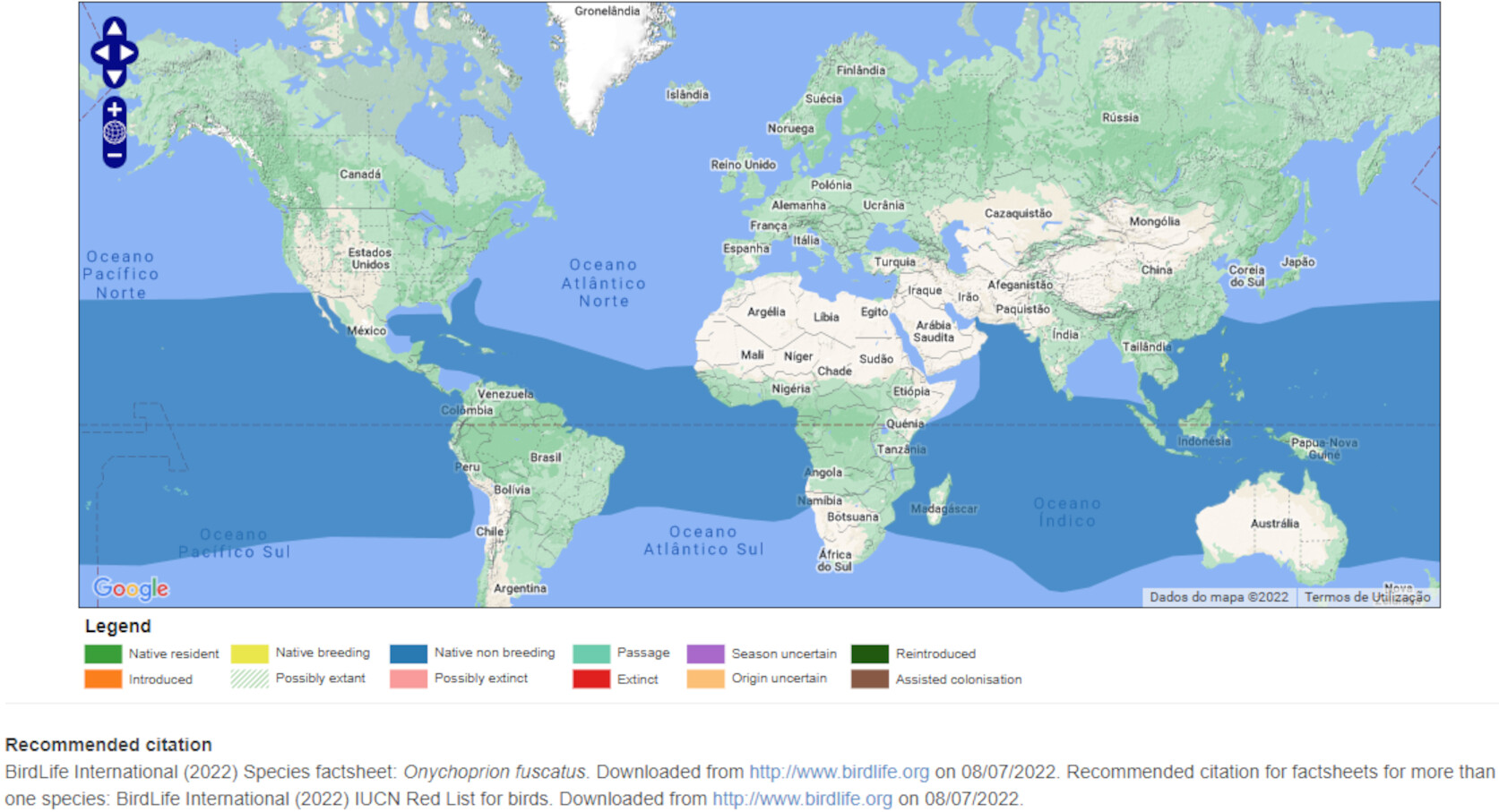 Mapa de Distribuição Mundial