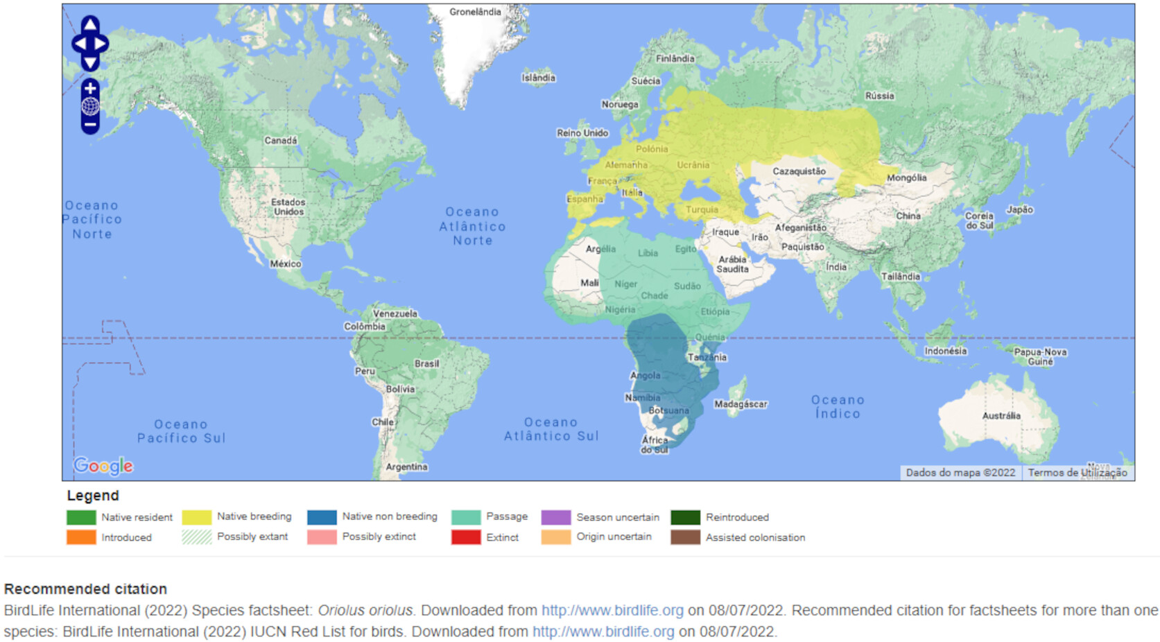 Mapa de Distribuição Mundial