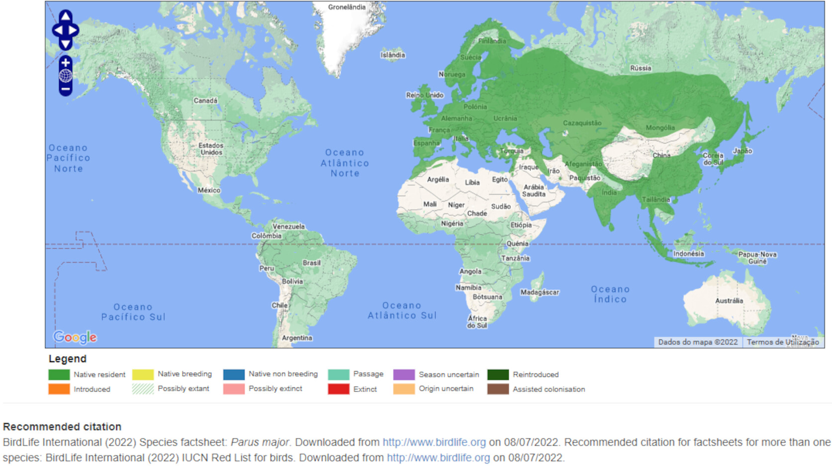 Mapa de Distribuição Mundial