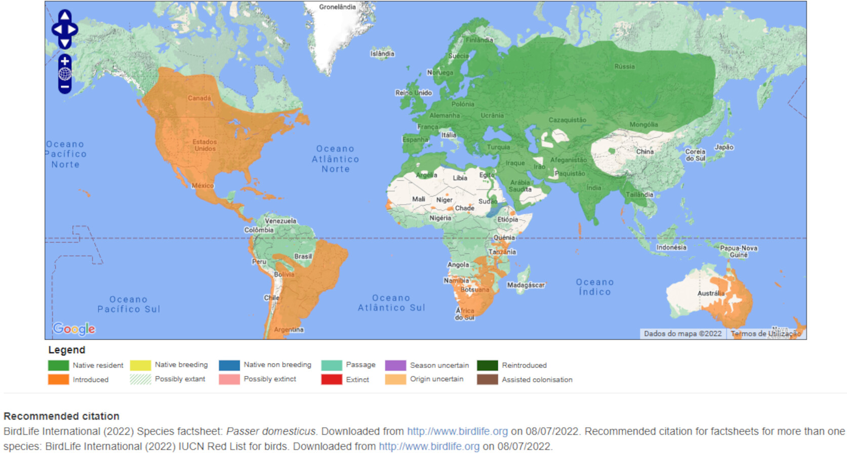 Mapa de Distribuição Mundial