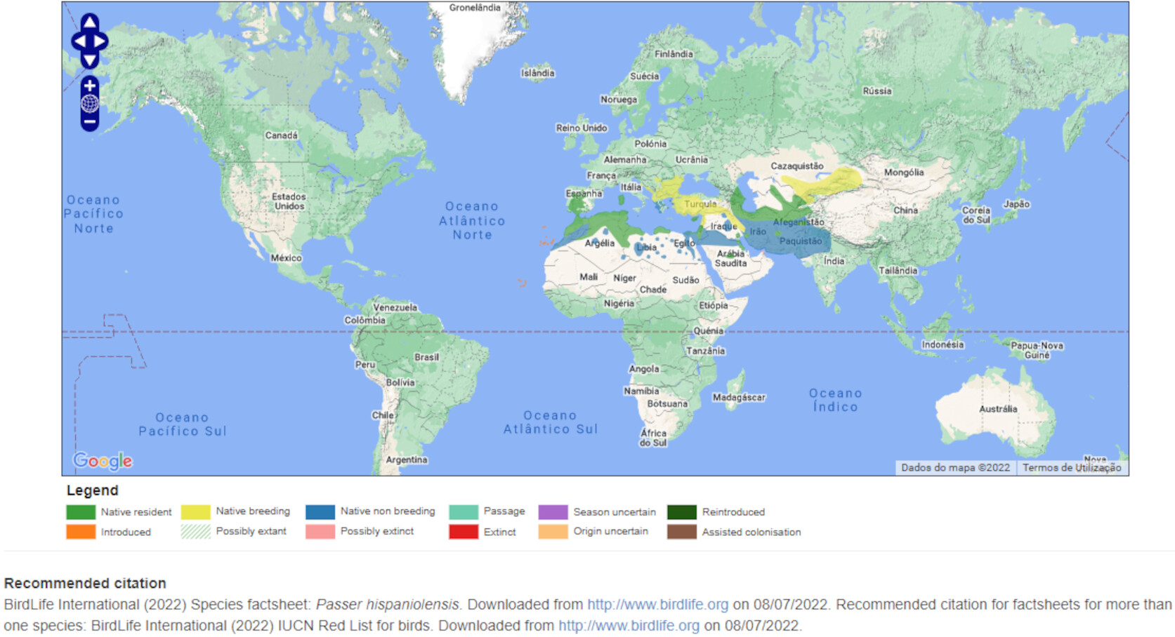 Mapa de Distribuição Mundial