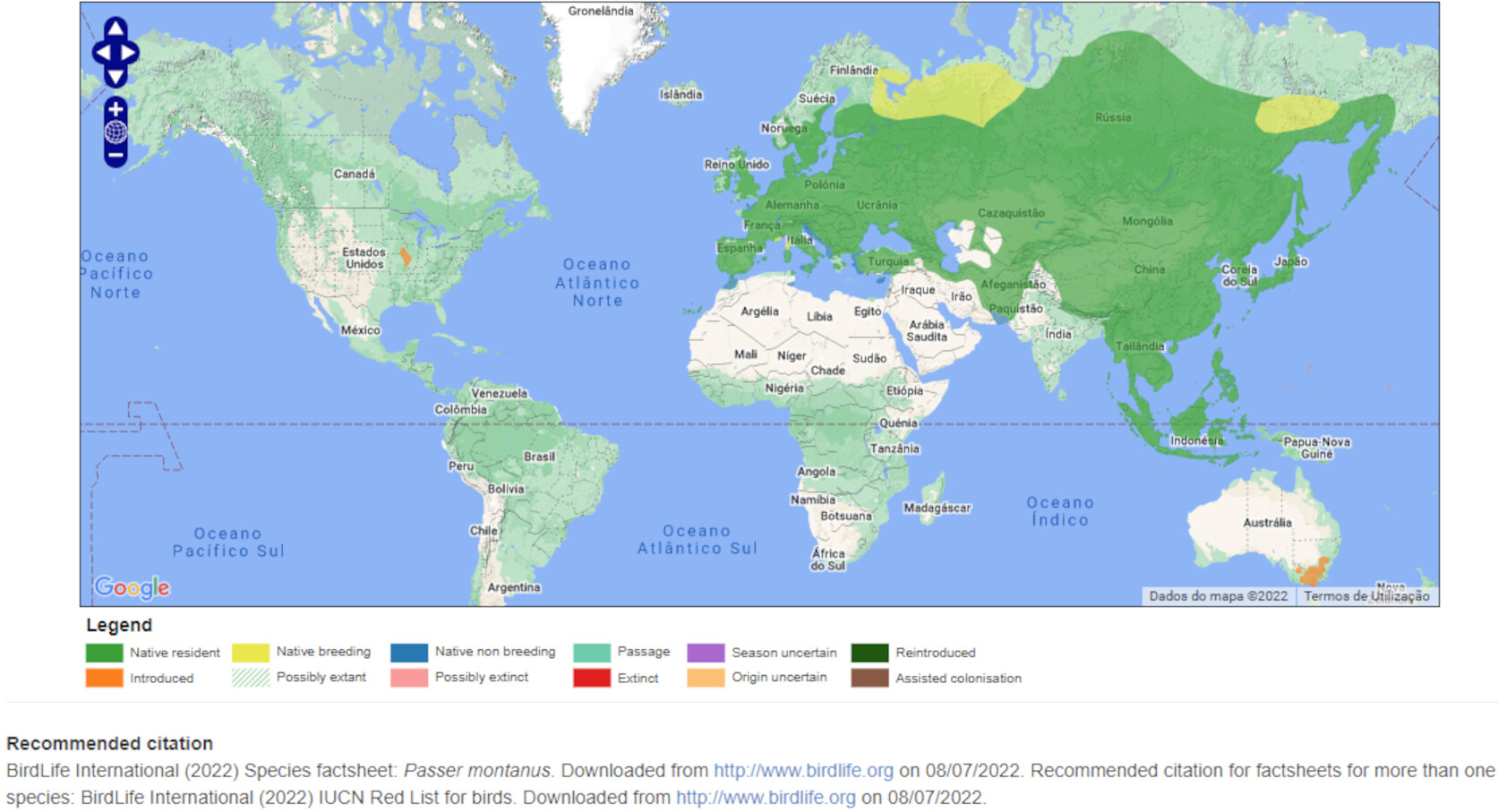 Mapa de Distribuição Mundial