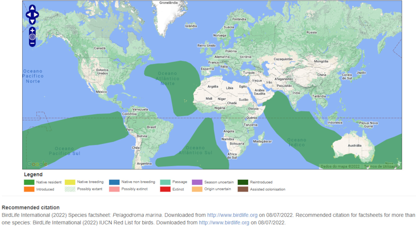Mapa de Distribuição Mundial