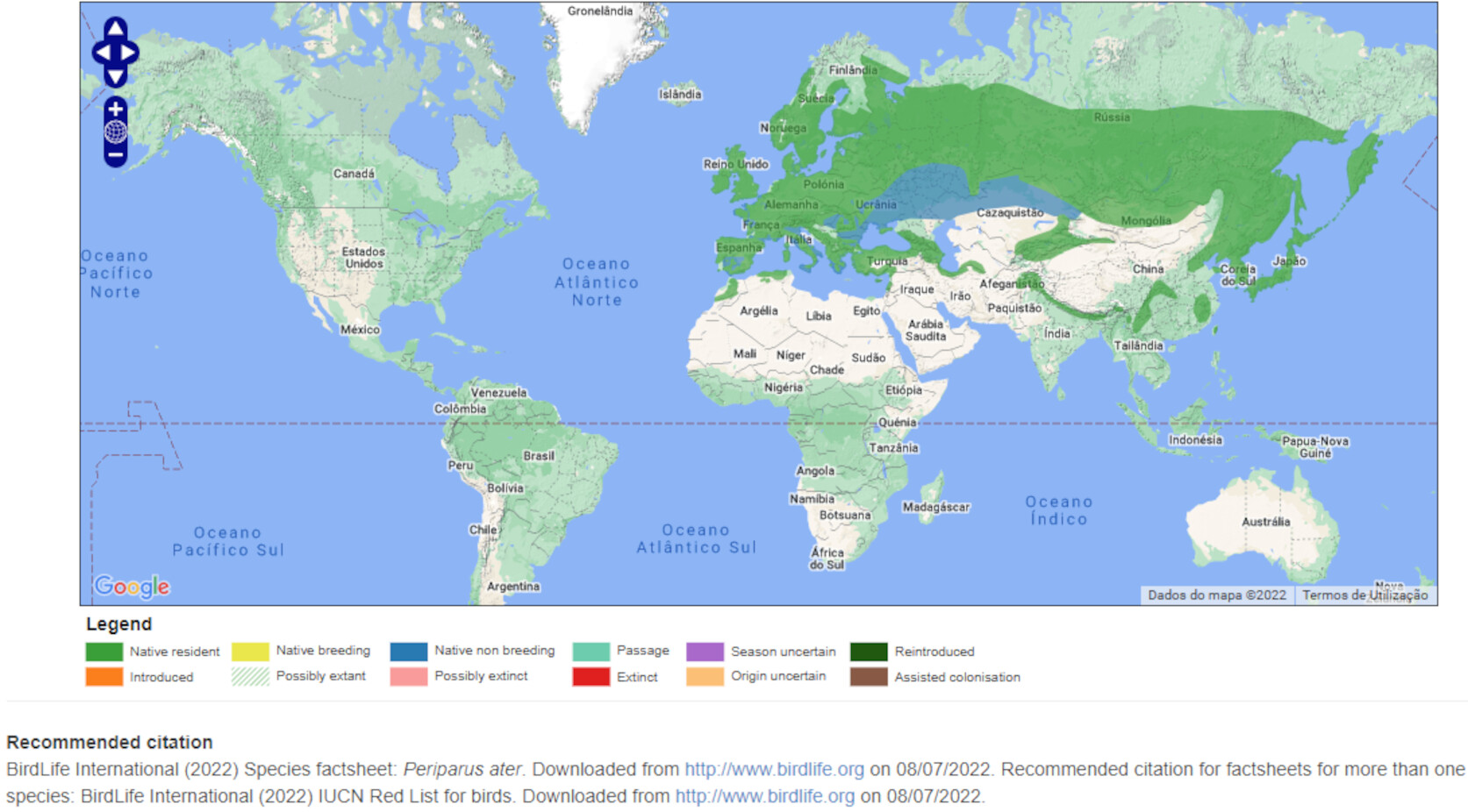Mapa de Distribuição Mundial