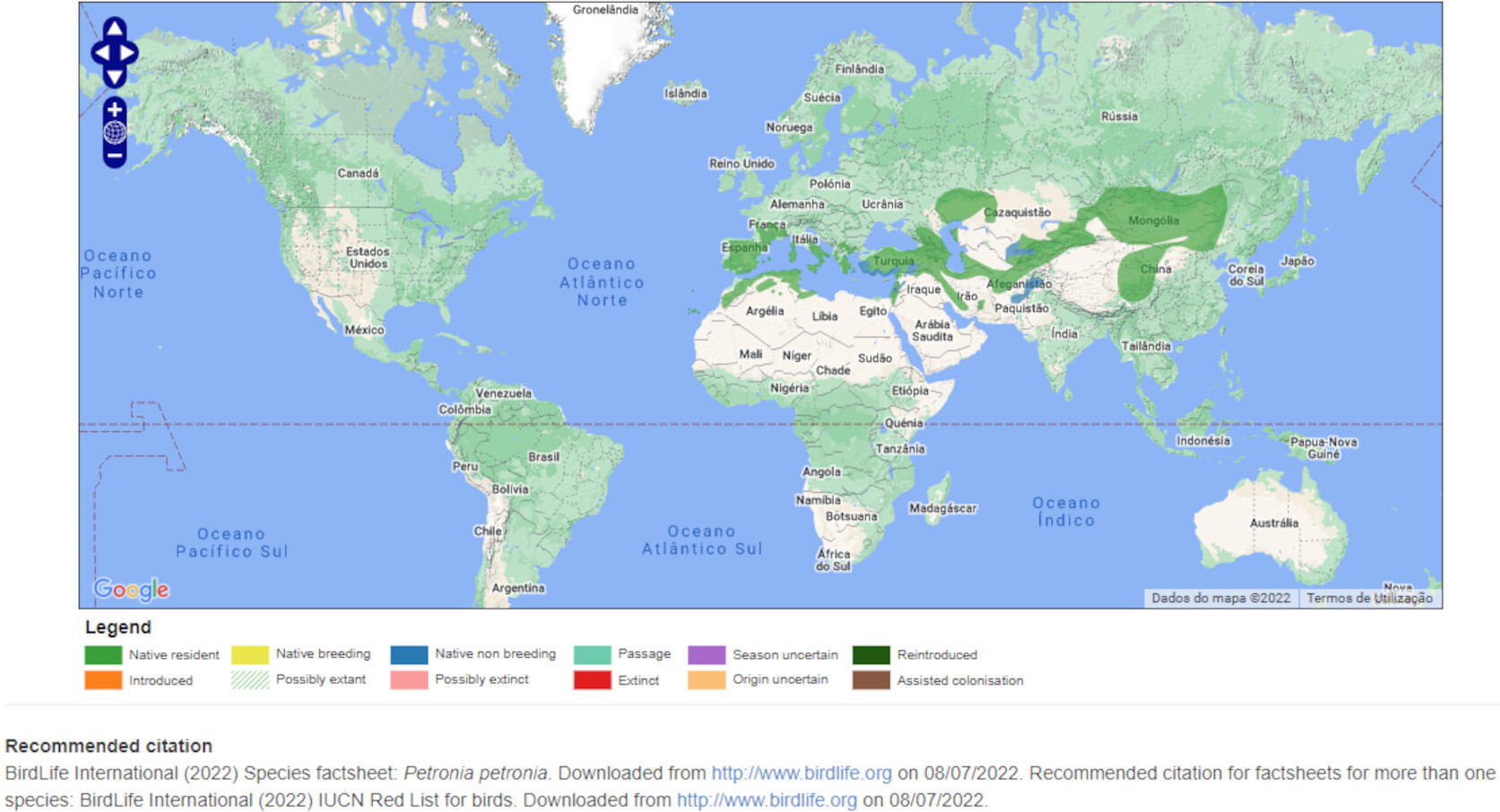 Mapa de Distribuição Mundial