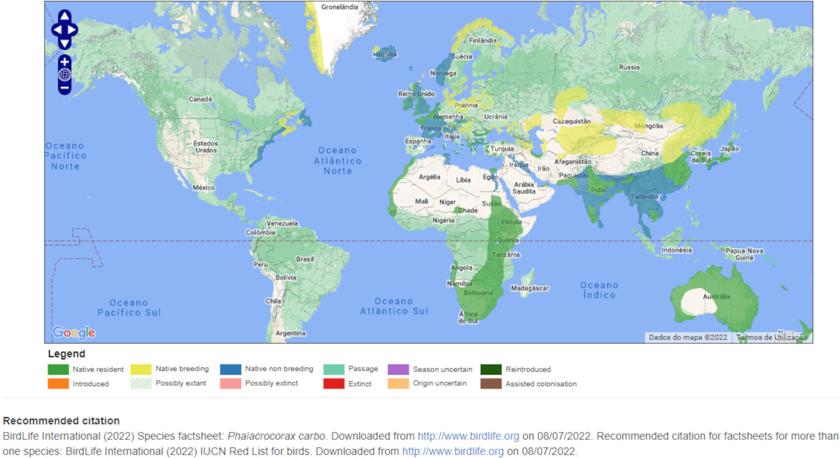 Mapa de Distribuição Mundial