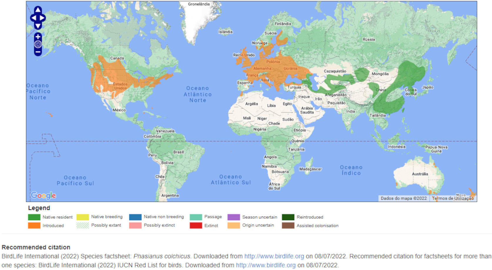 Mapa de Distribuição Mundial