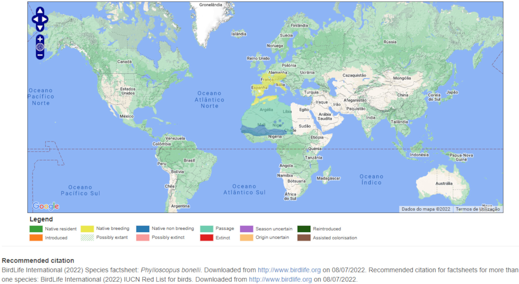 Mapa de Distribuição Mundial
