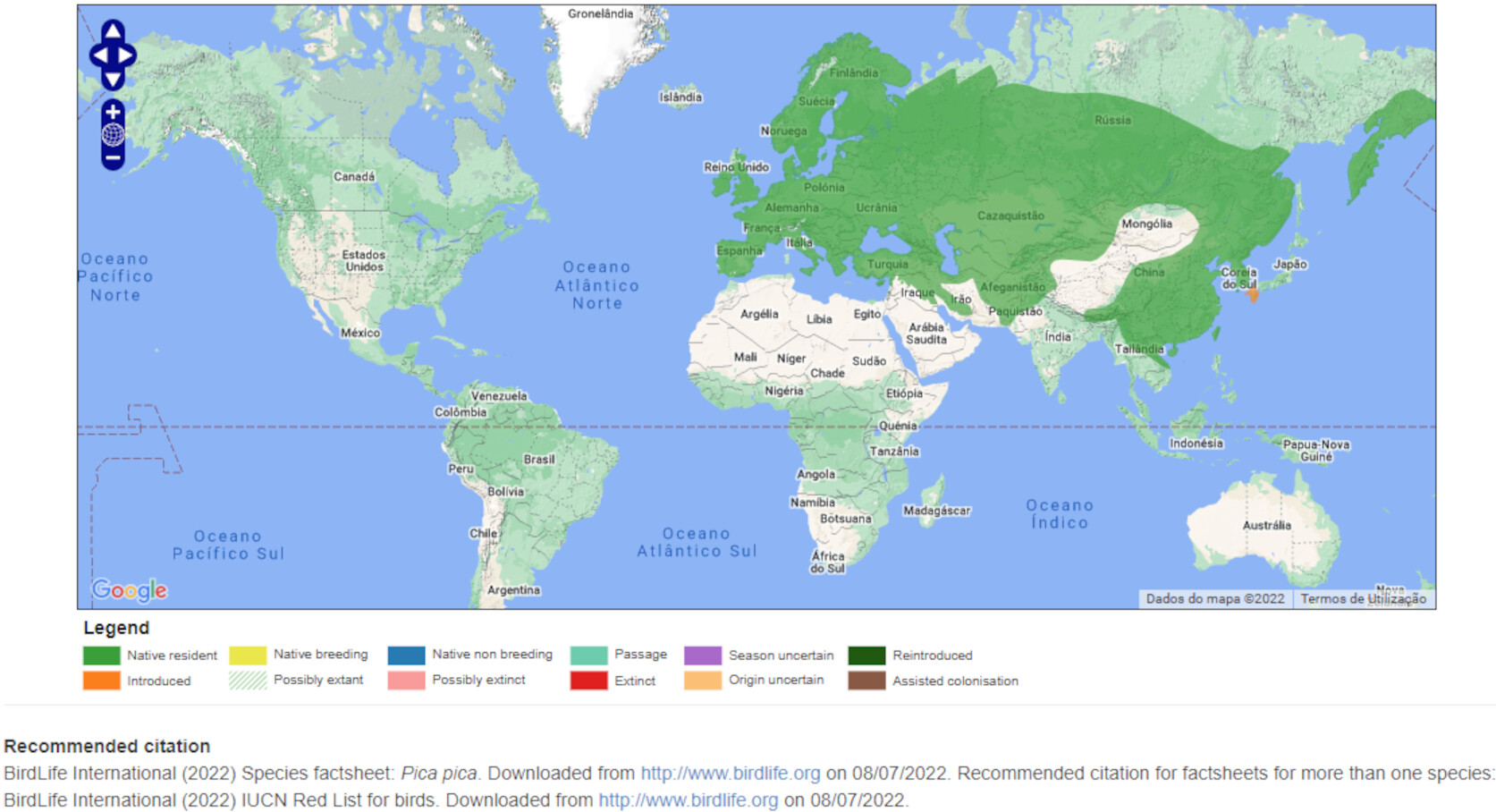 Mapa de Distribuição Mundial