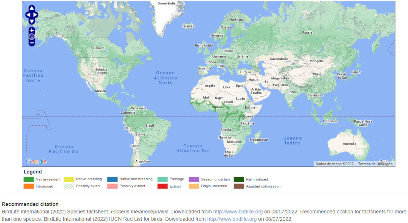 Mapa de Distribuição Mundial