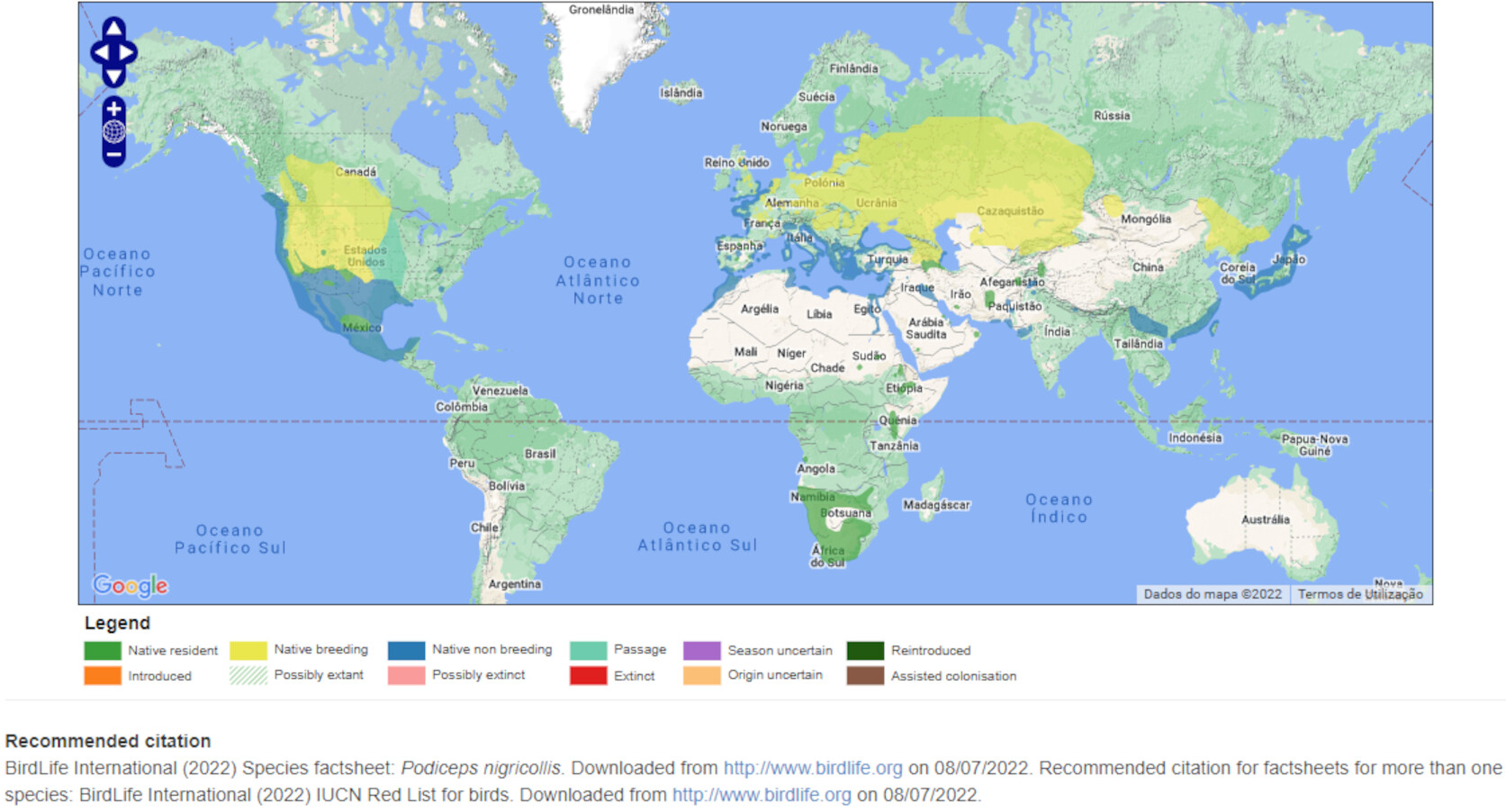 Mapa de Distribuição Mundial