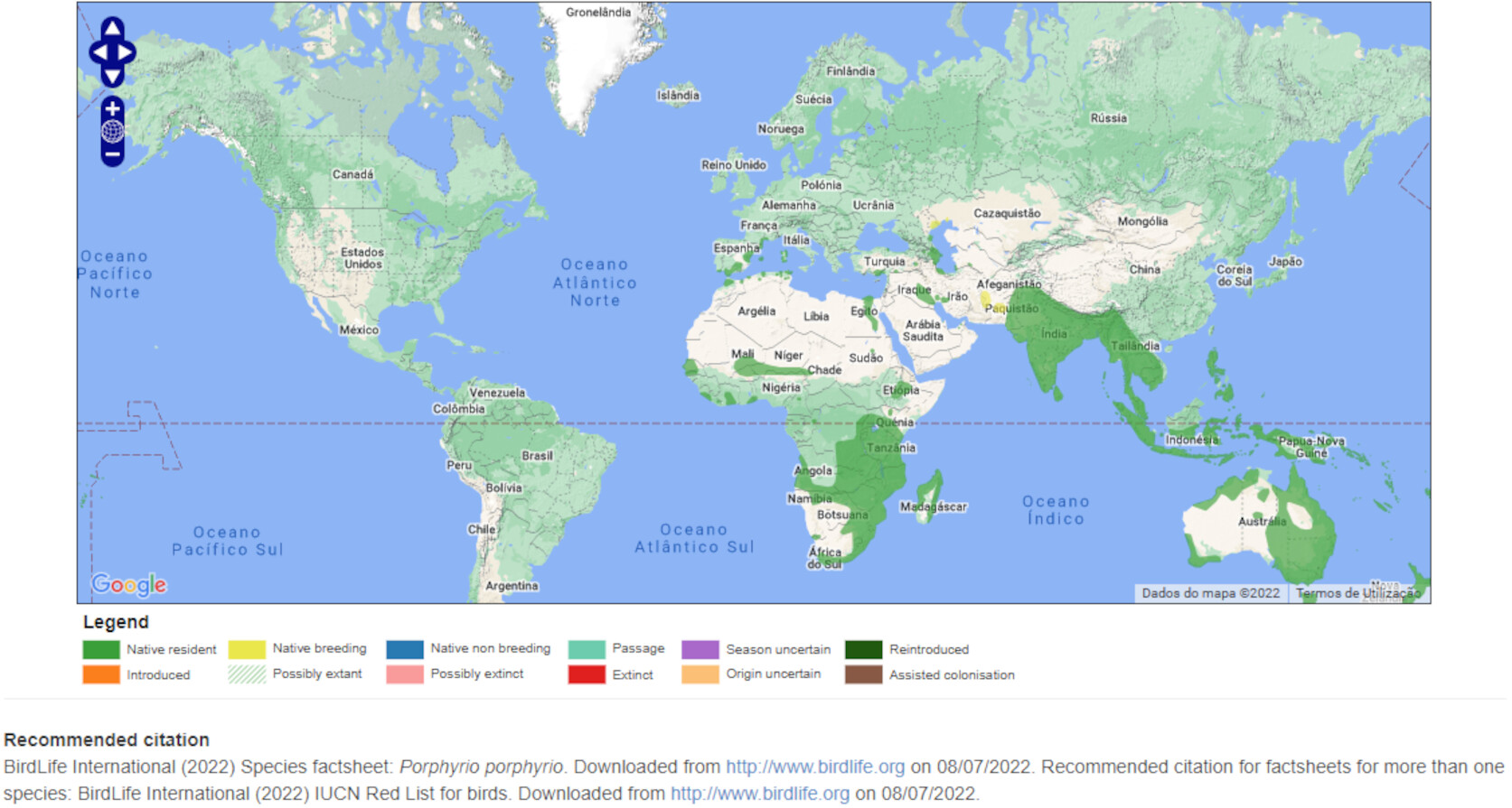 Mapa de Distribuição Mundial