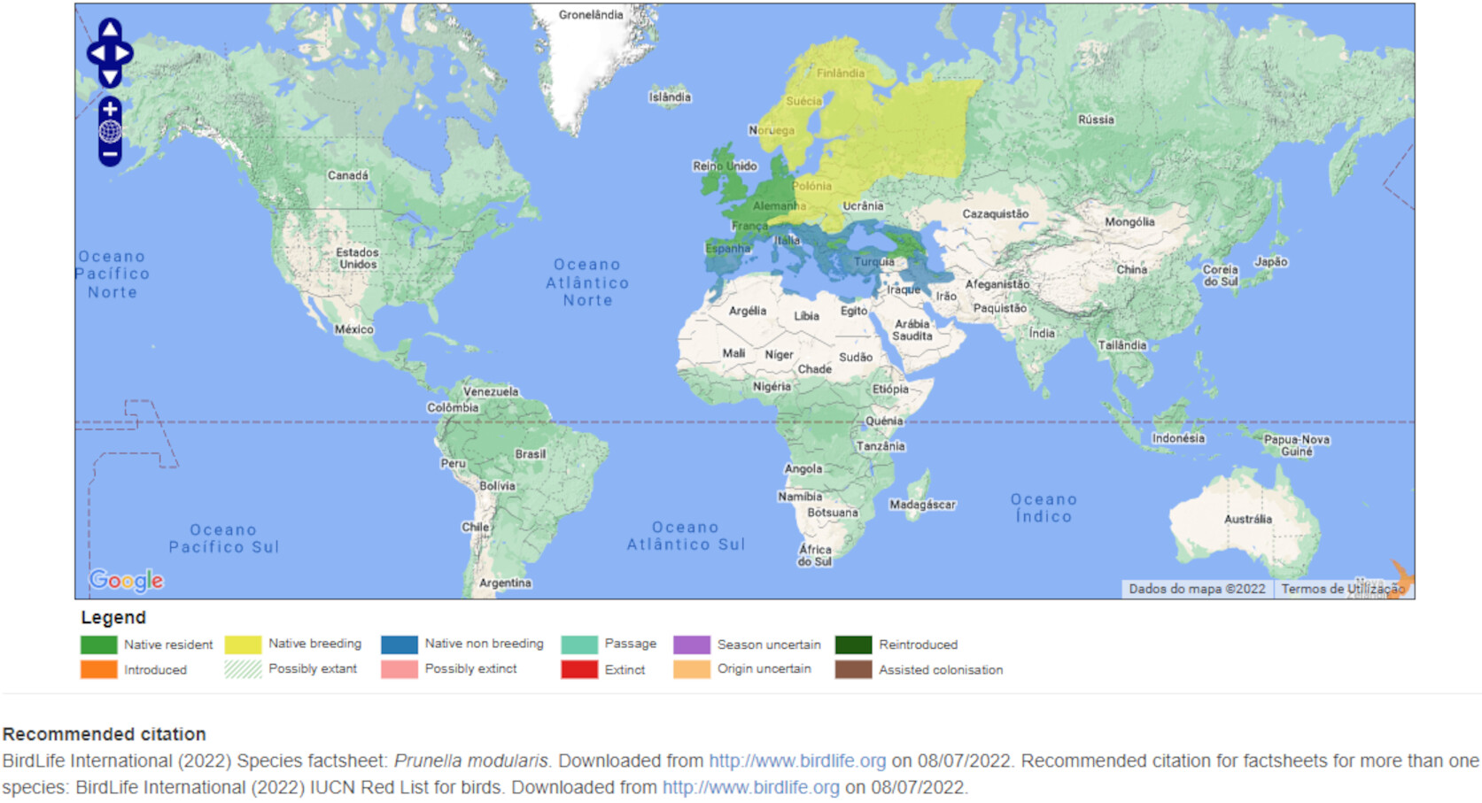 Mapa de Distribuição Mundial