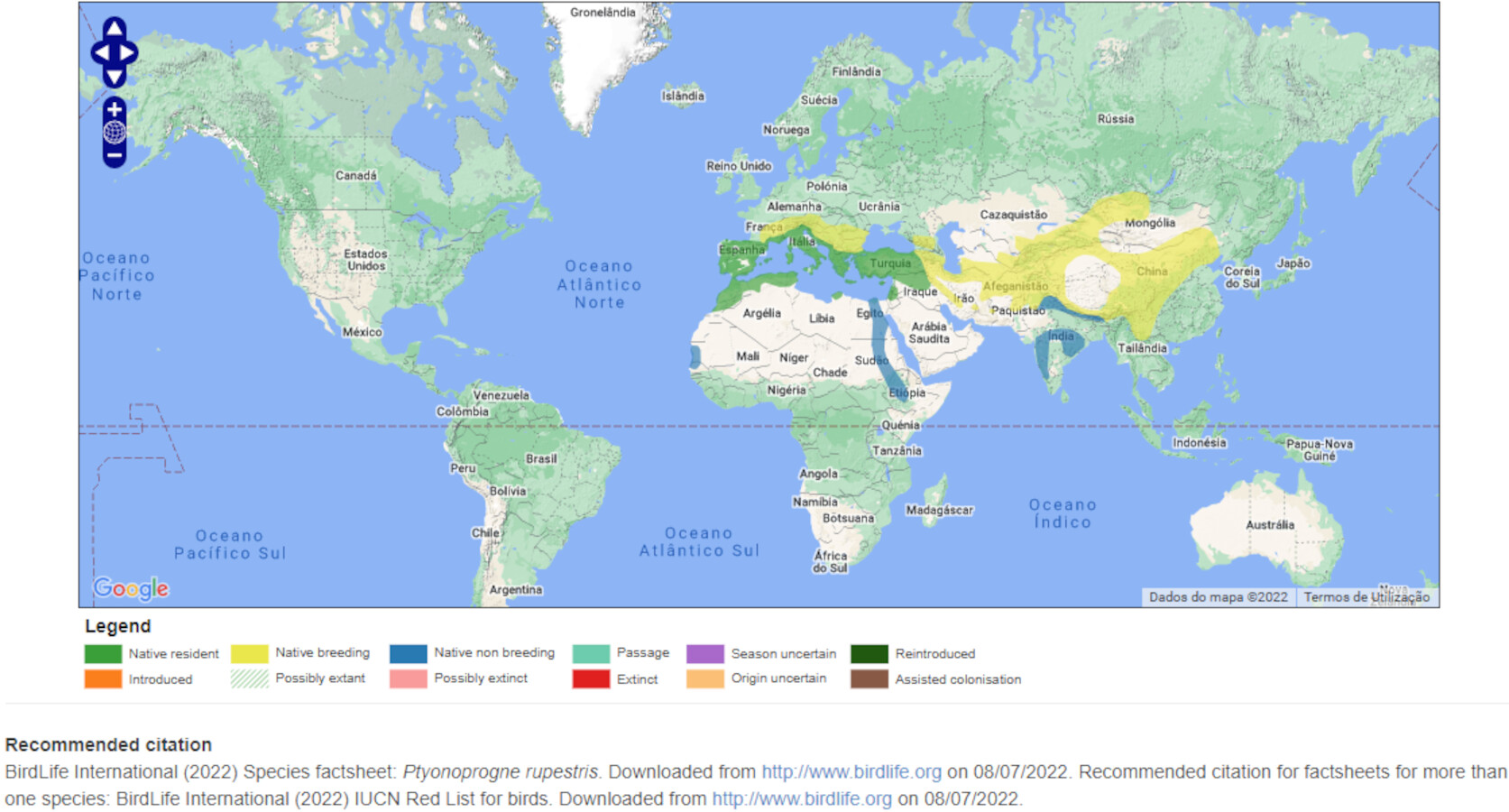 Mapa de Distribuição Mundial