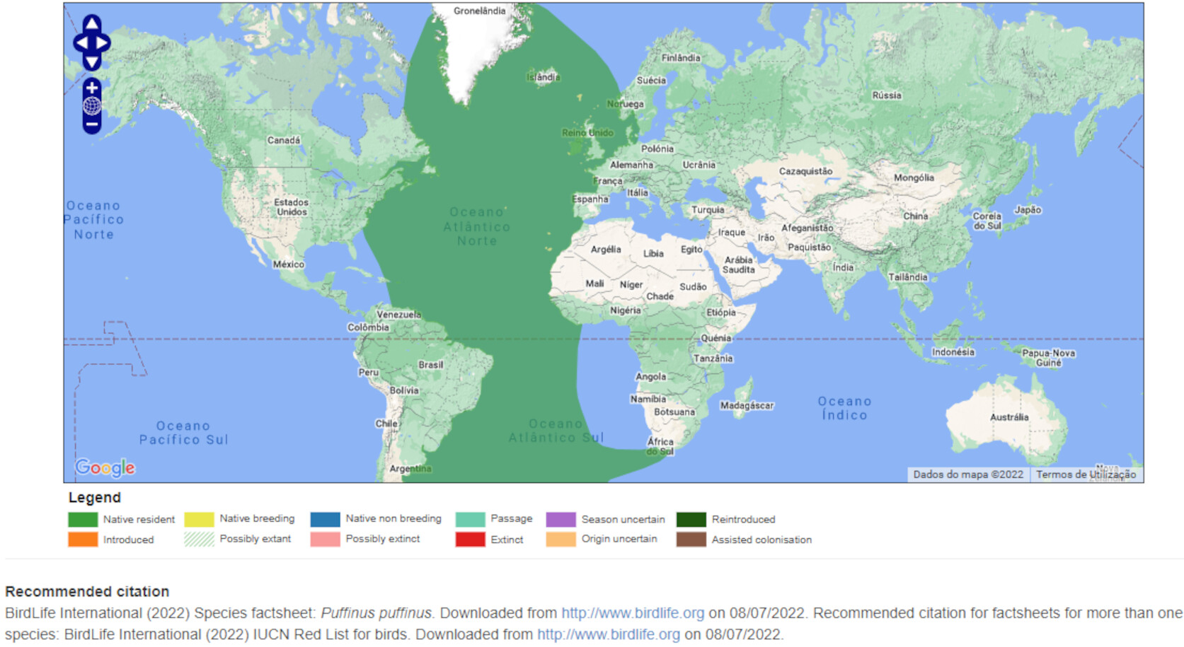 Mapa de Distribuição Mundial