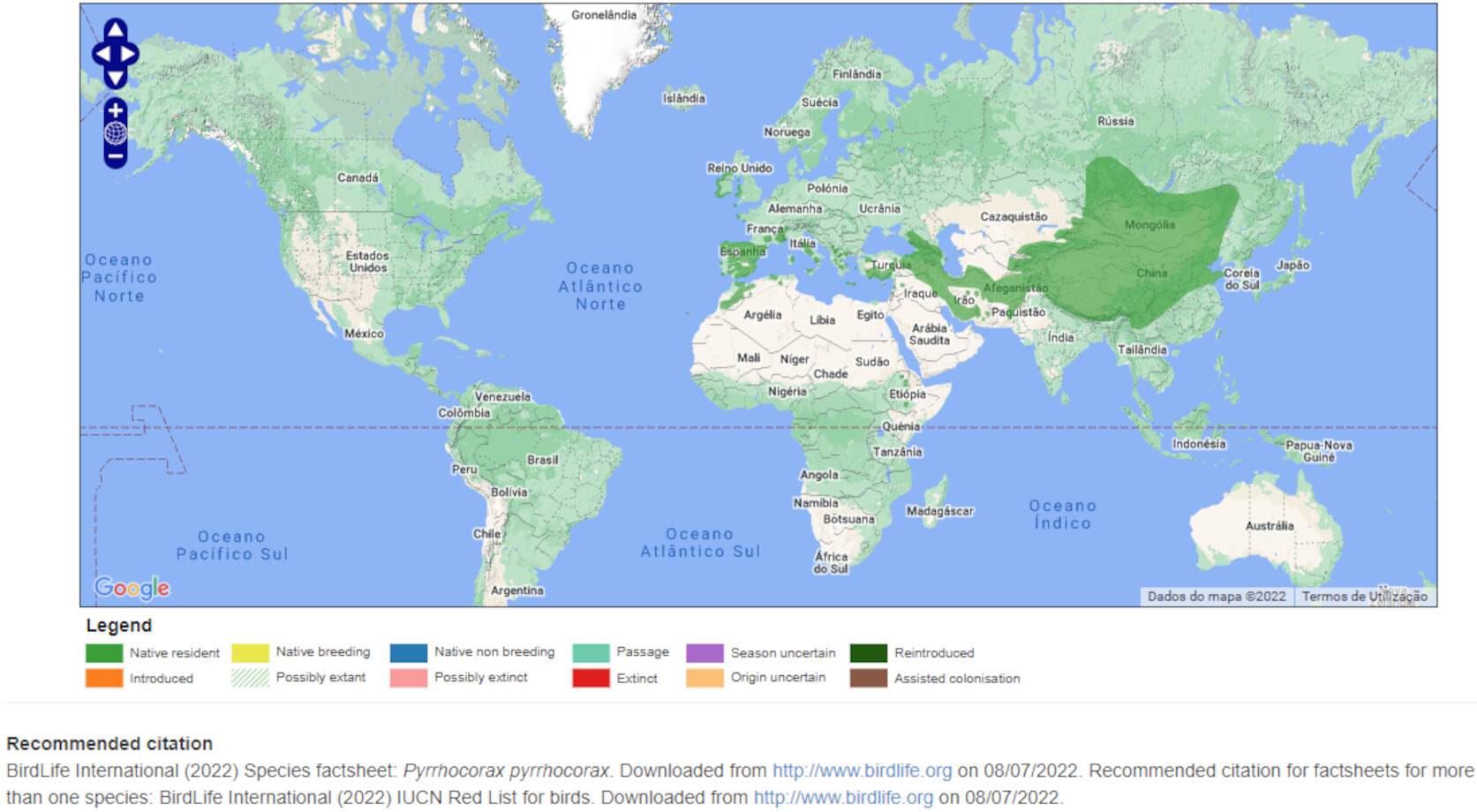 Mapa de Distribuição Mundial