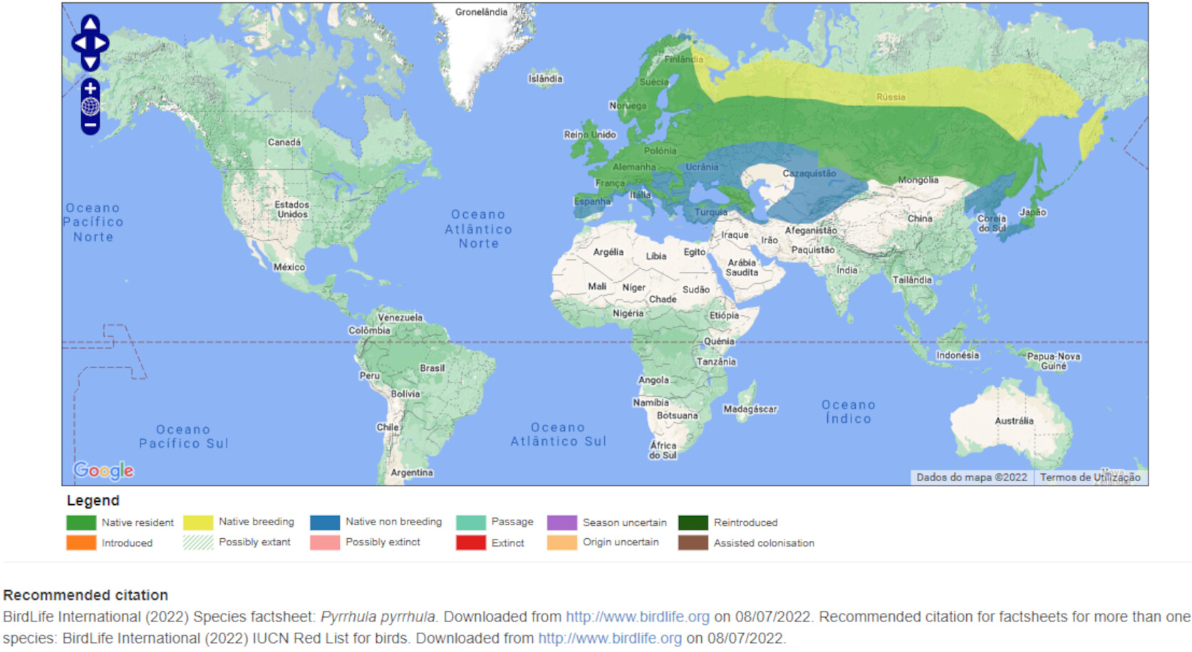 Mapa de Distribuição Mundial