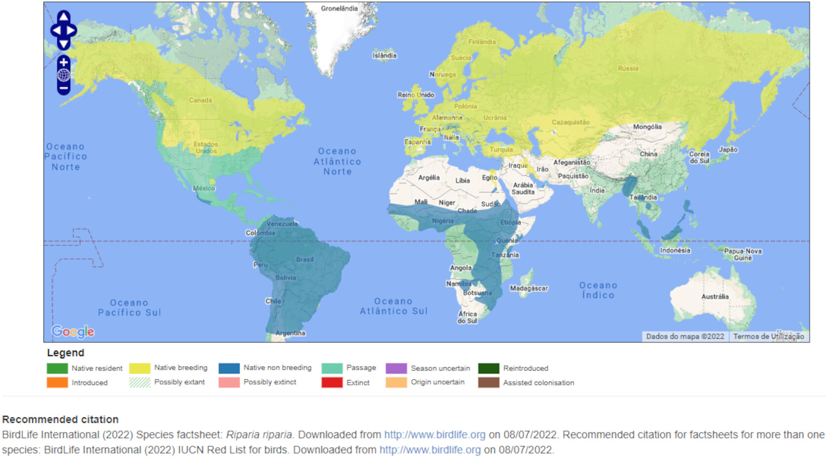 Mapa de Distribuição Mundial