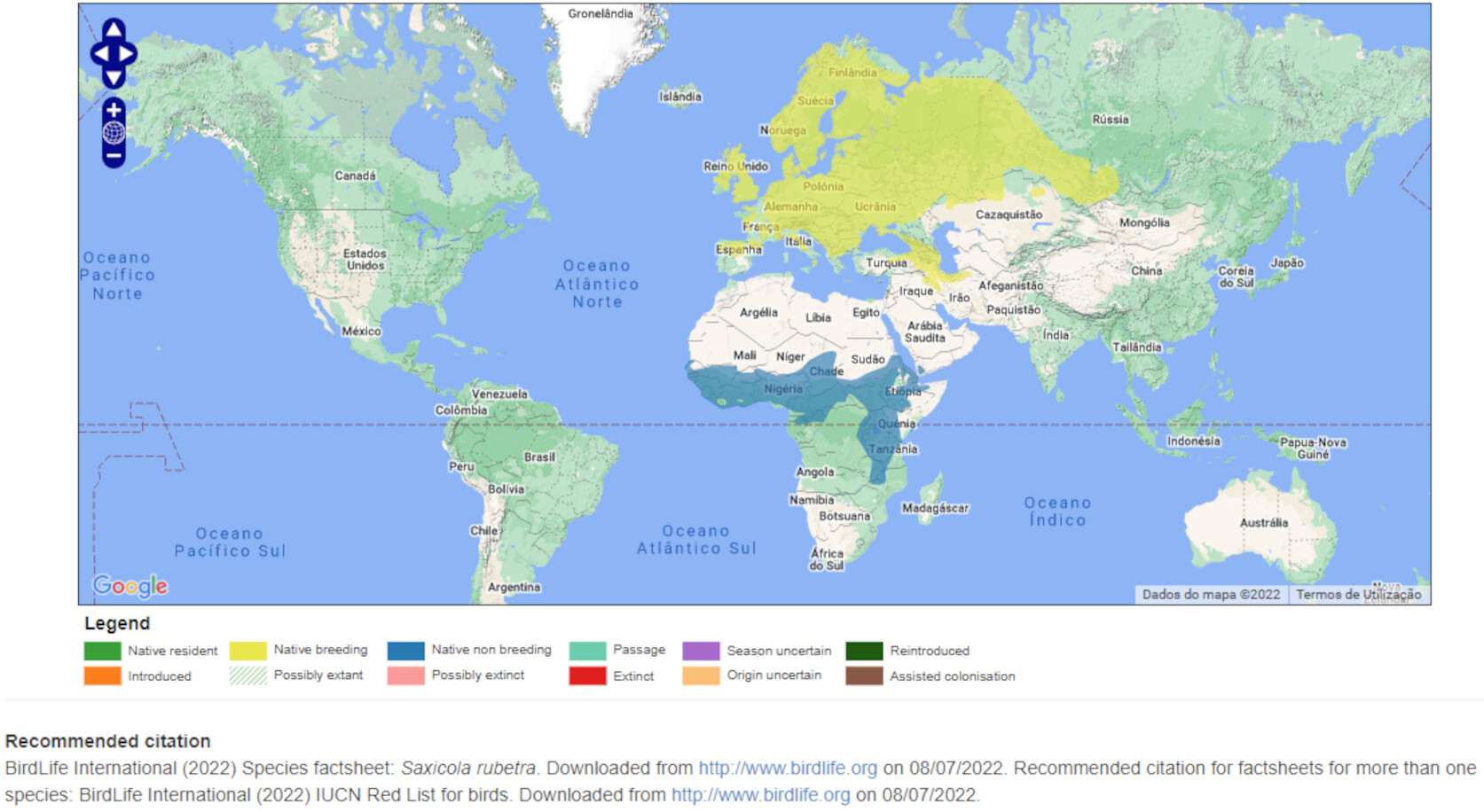 Mapa de Distribuição Mundial