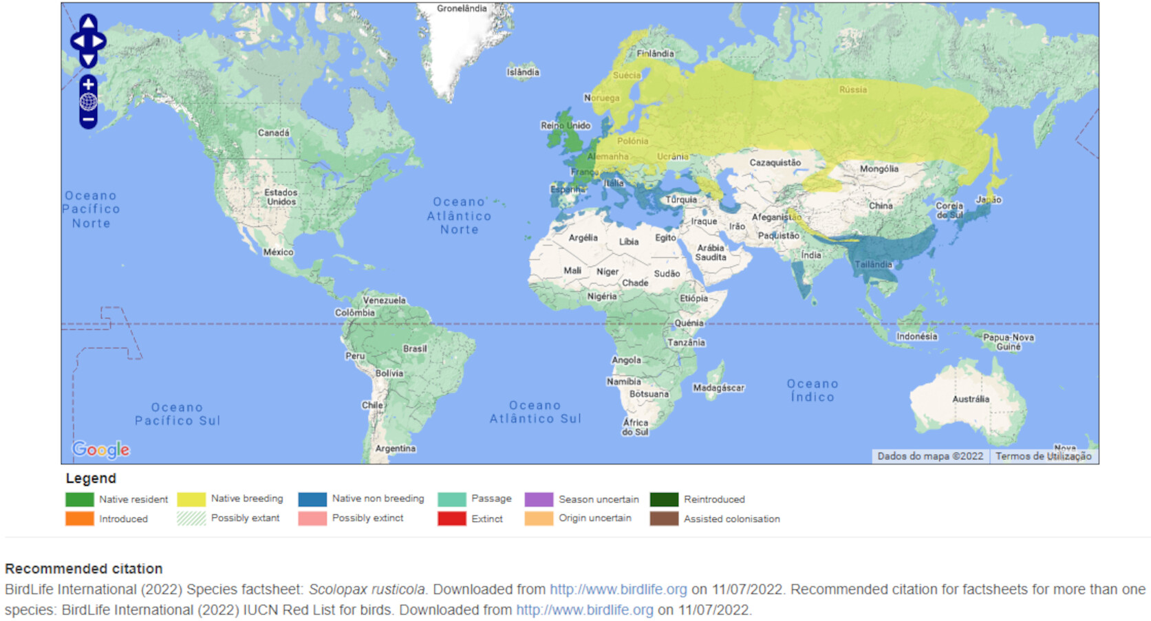 Mapa de Distribuição Mundial