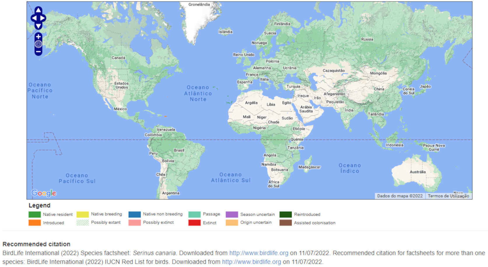 Mapa de Distribuição Mundial