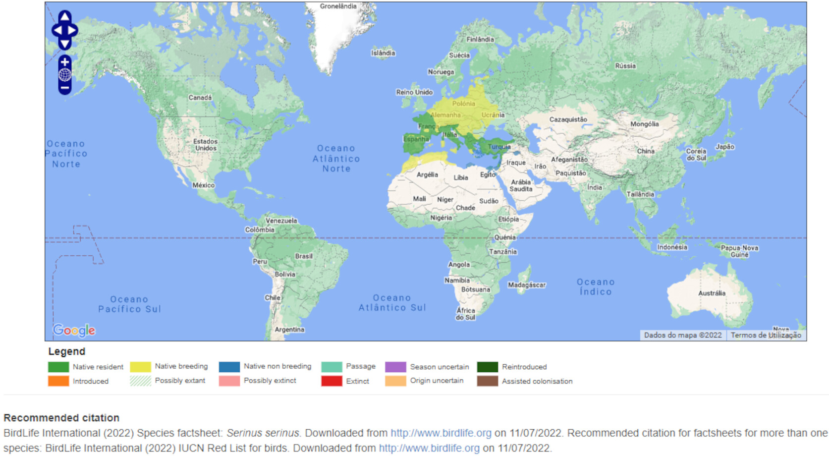 Mapa de Distribuição Mundial