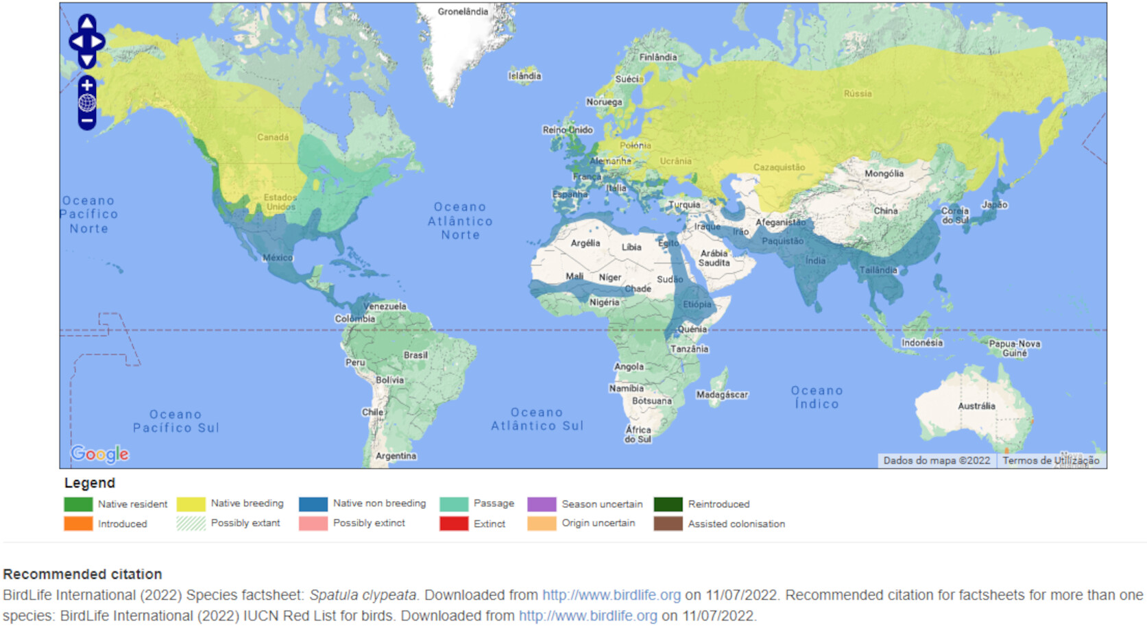 Mapa de Distribuição Mundial