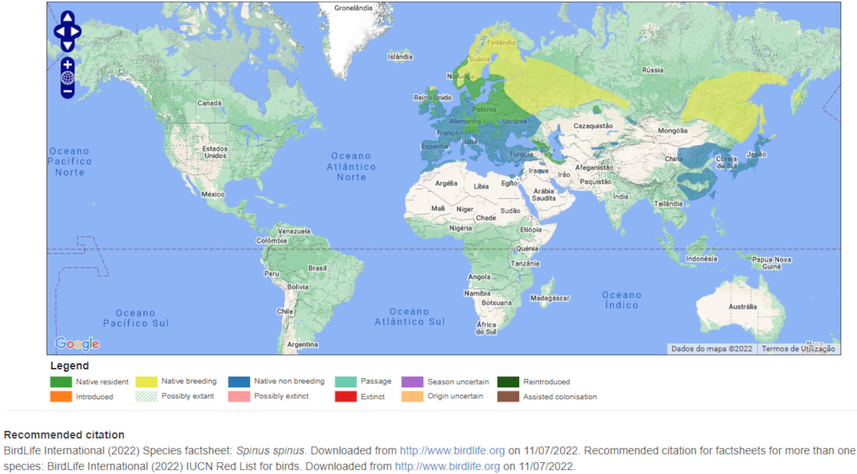 Mapa de Distribuição Mundial