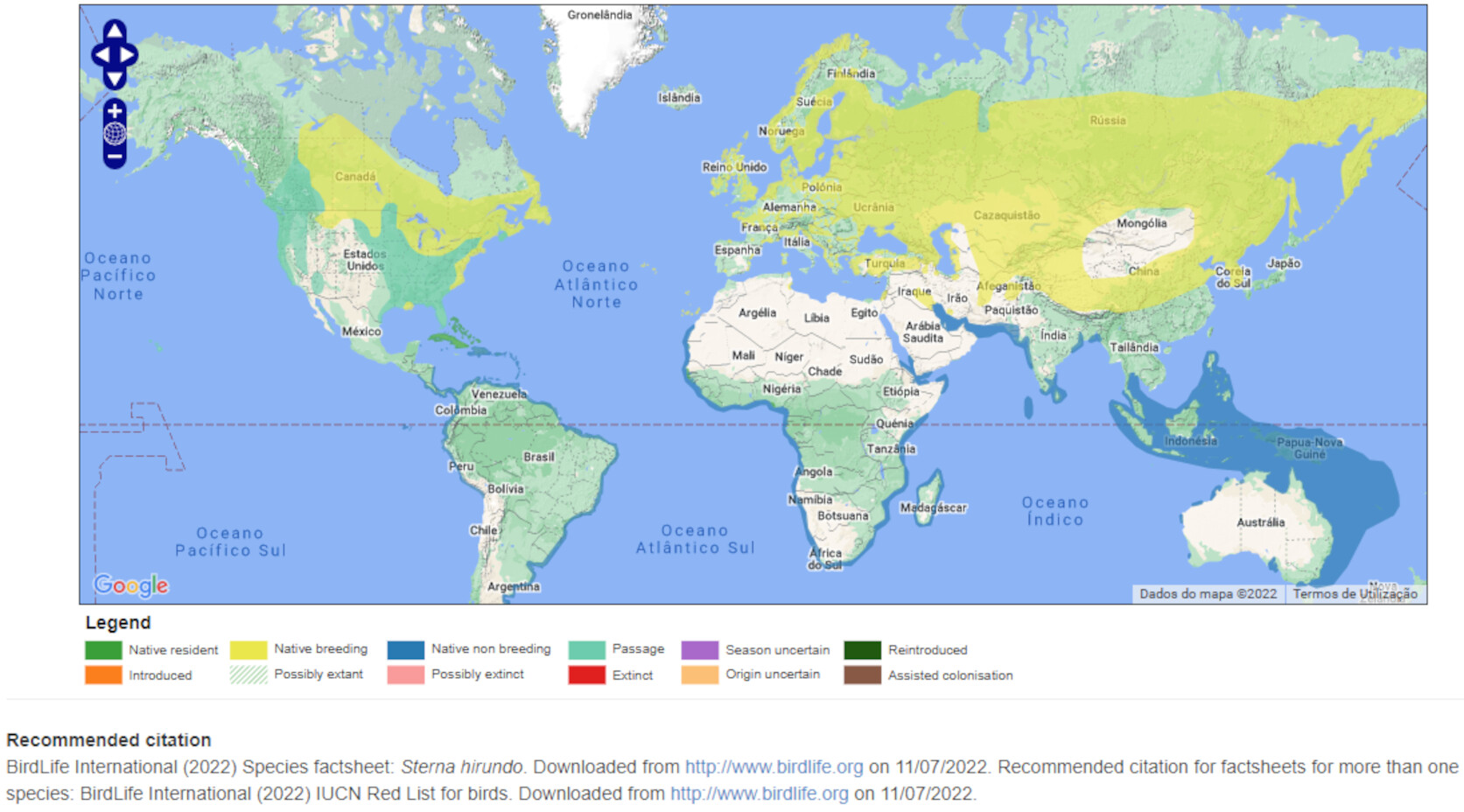 Mapa de Distribuição Mundial