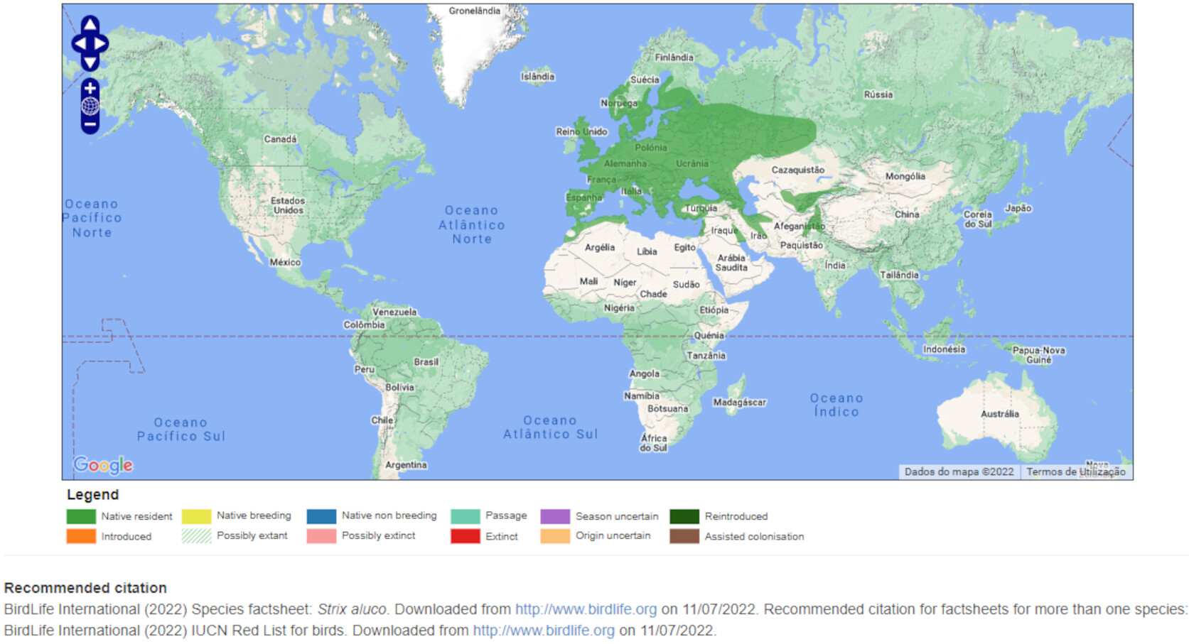 Mapa de Distribuição Mundial