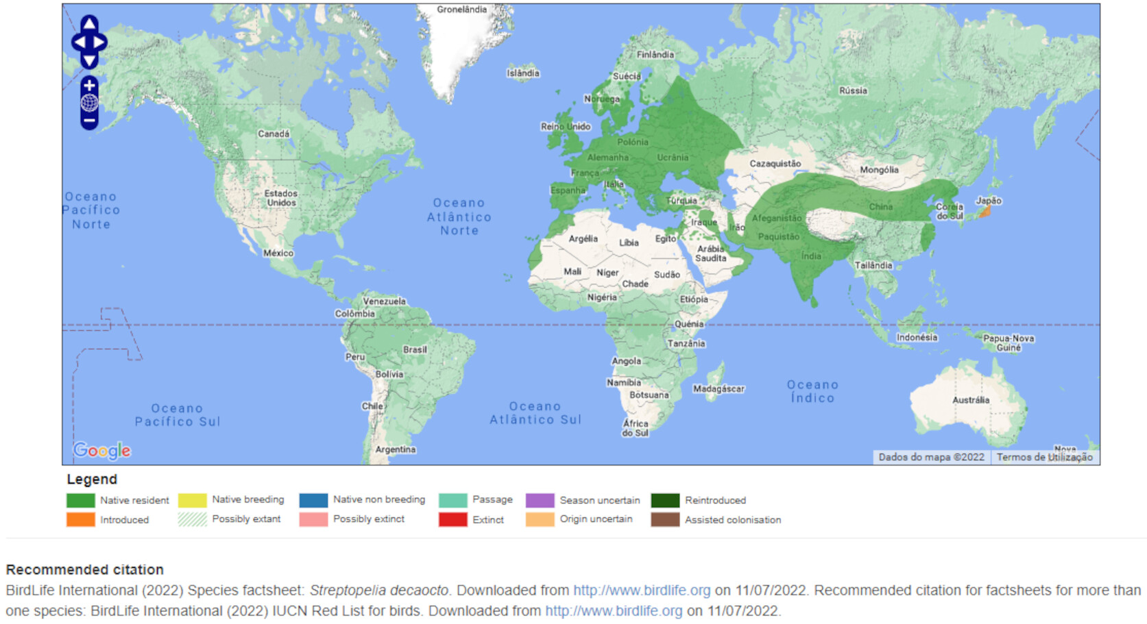 Mapa de Distribuição Mundial