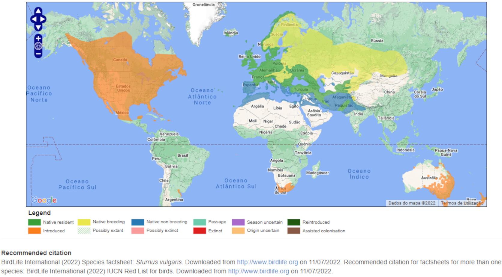 Mapa de Distribuição Mundial