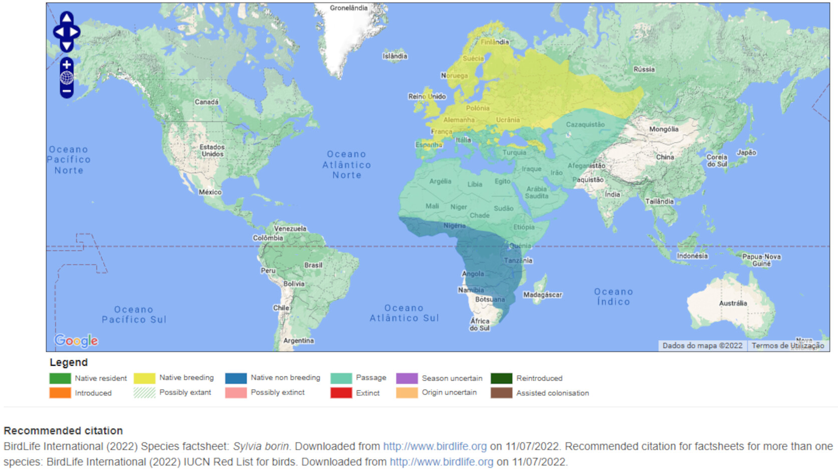 Mapa de Distribuição Mundial