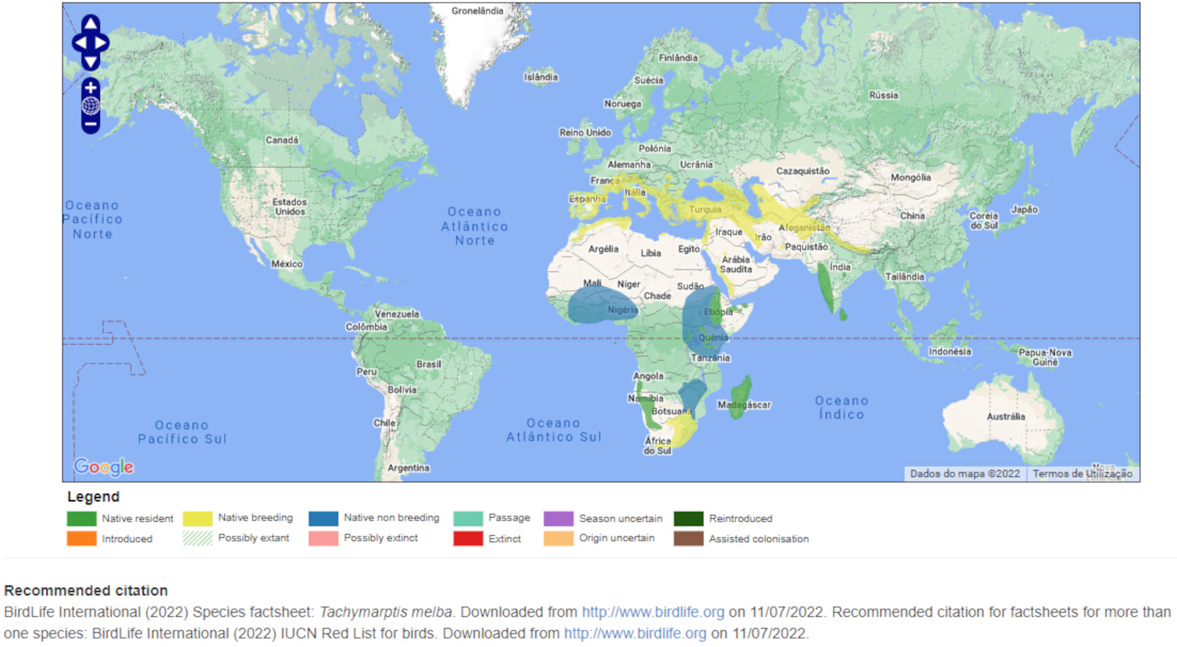 Mapa de Distribuição Mundial