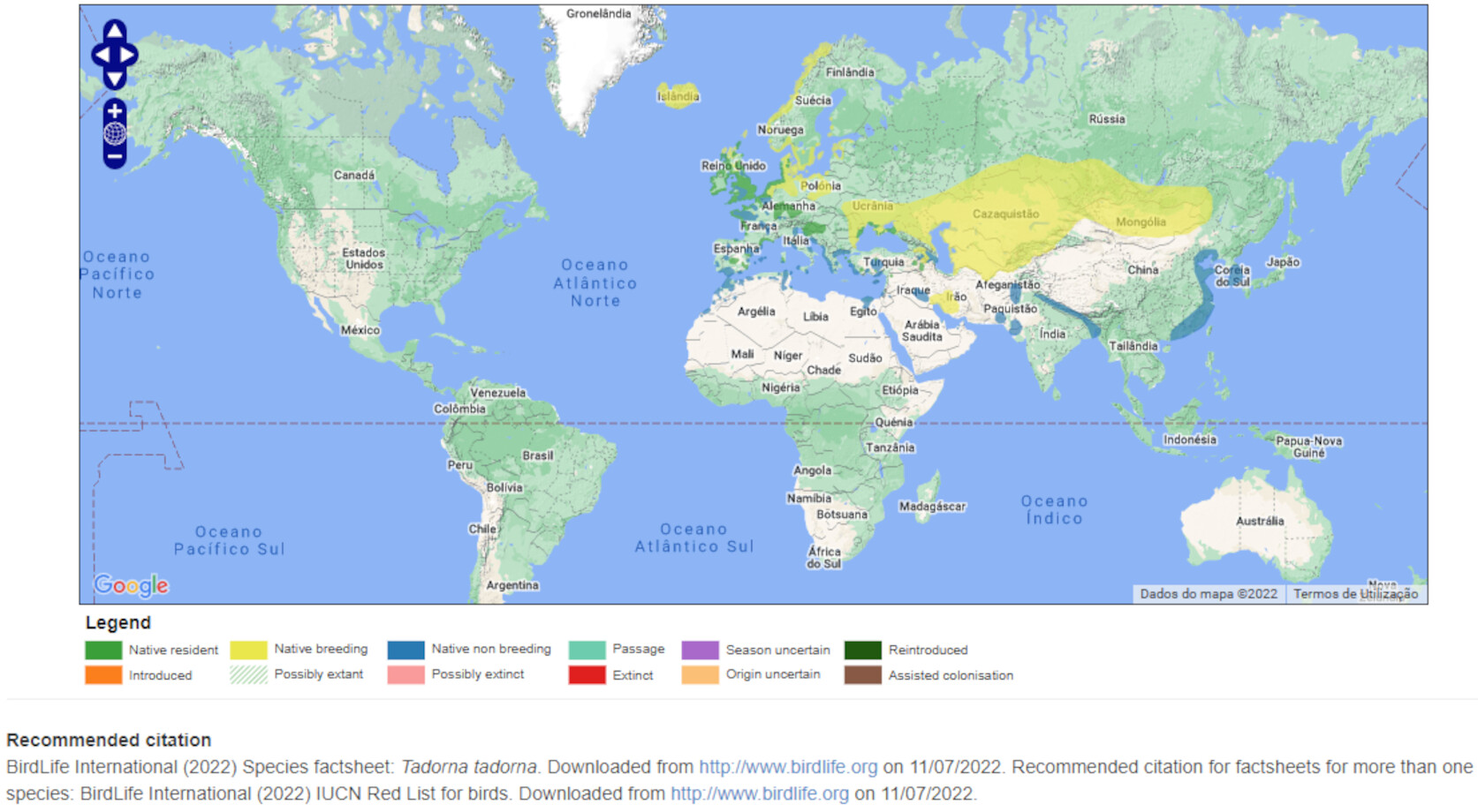Mapa de Distribuição Mundial