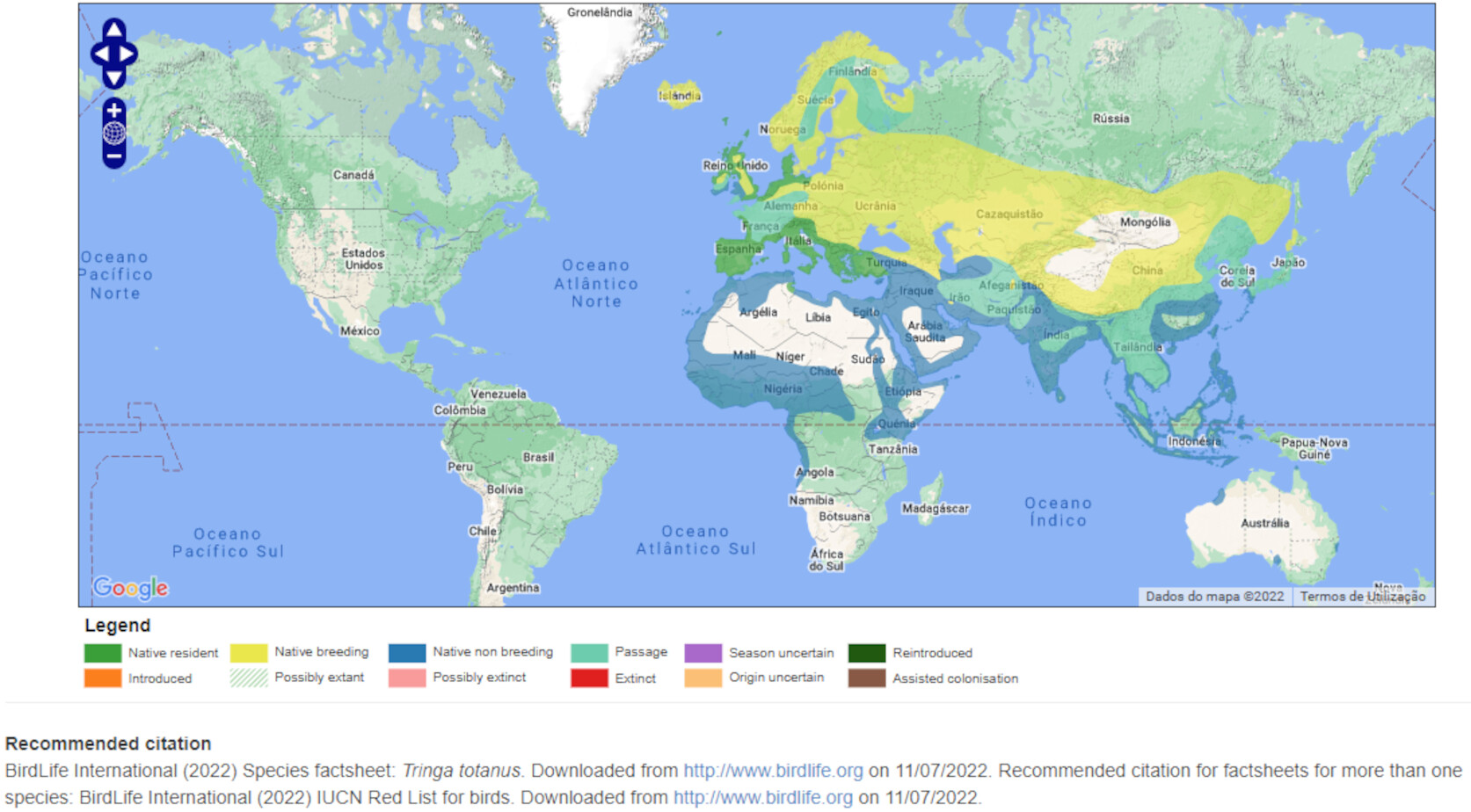 Mapa de Distribuição Mundial