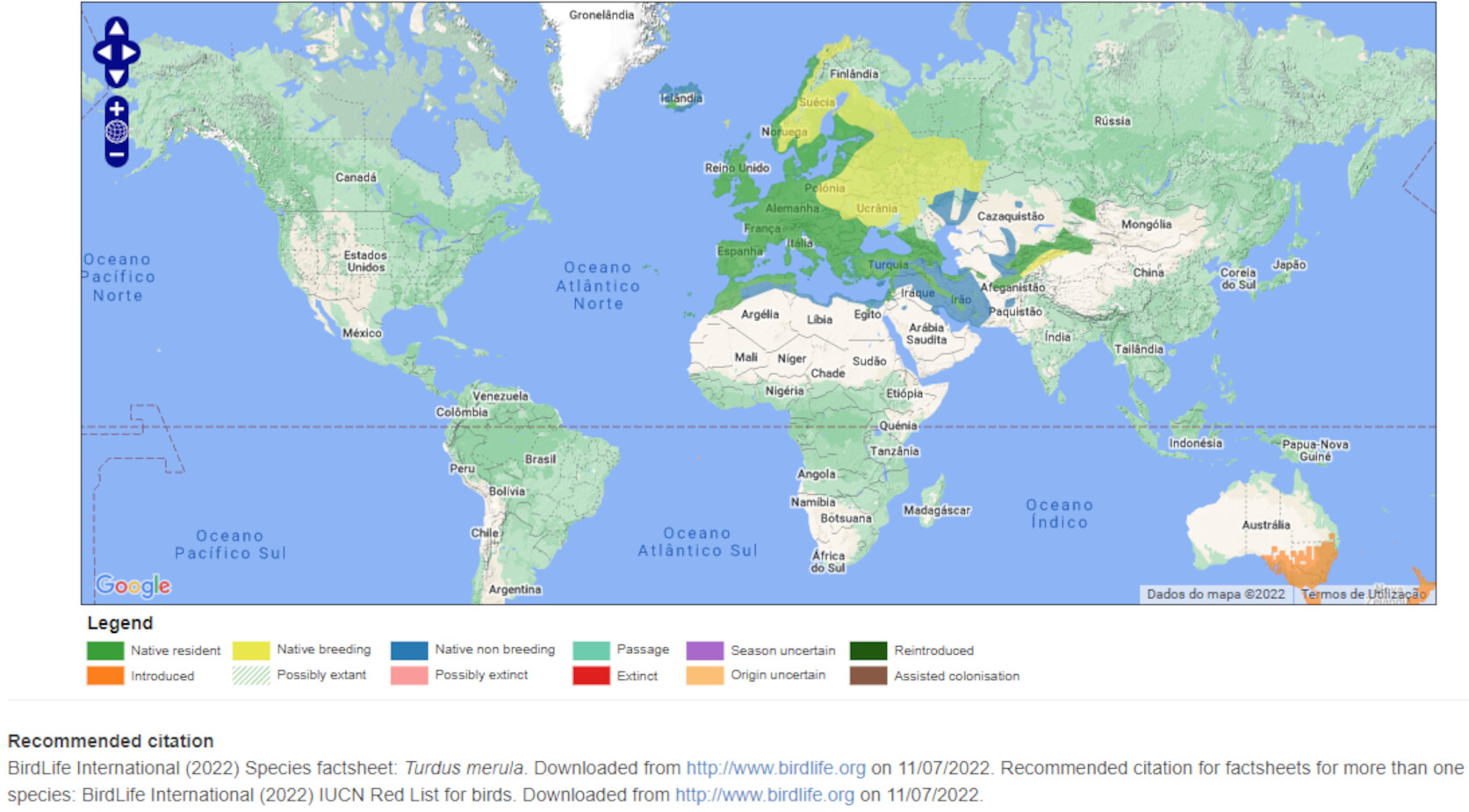 Mapa de Distribuição Mundial
